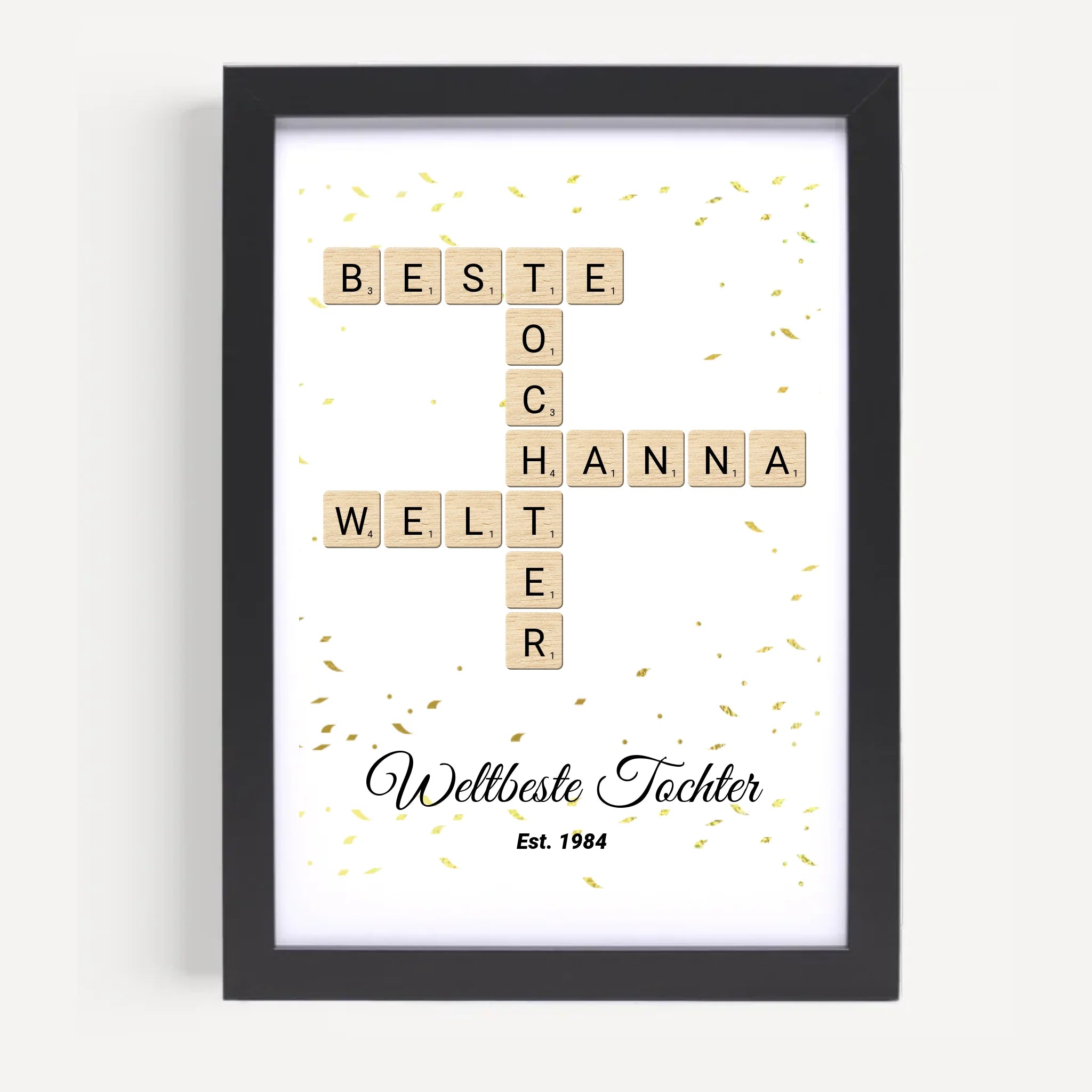 Weihnachtsgeschenk für Tochter Scrabble Wort Poster personalisierbar - Cantty