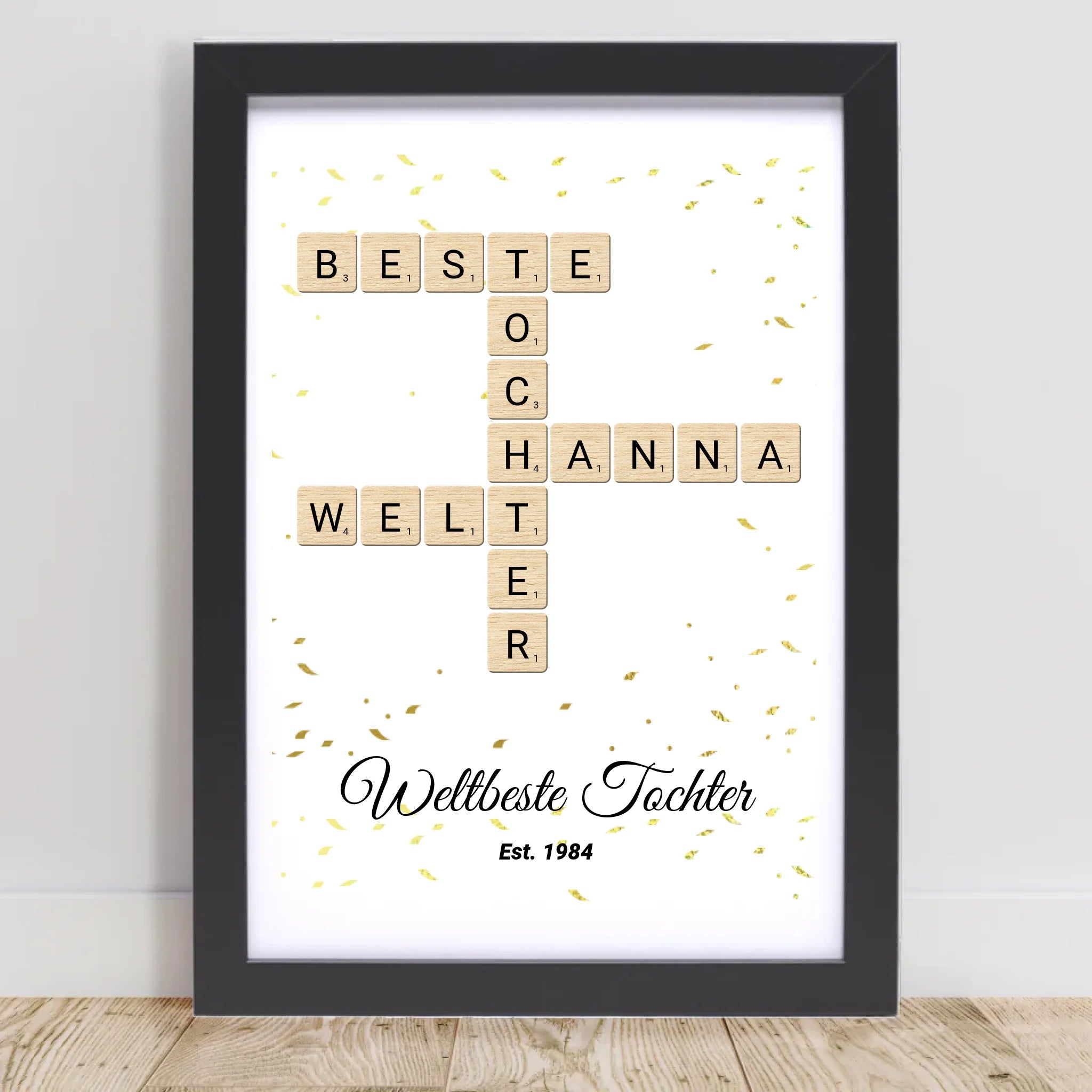 Weihnachtsgeschenk für Tochter Scrabble Wort Poster personalisierbar - Cantty