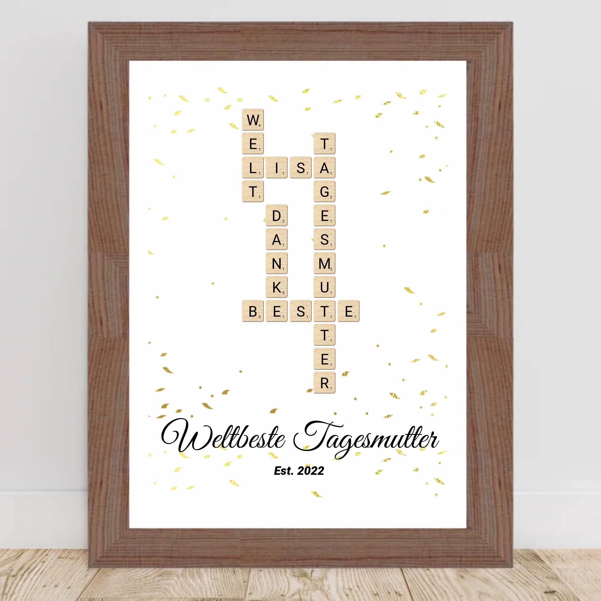 Weihnachtsgeschenk für Tagesmutter Scrabble Wort Poster personalisierbar - Cantty