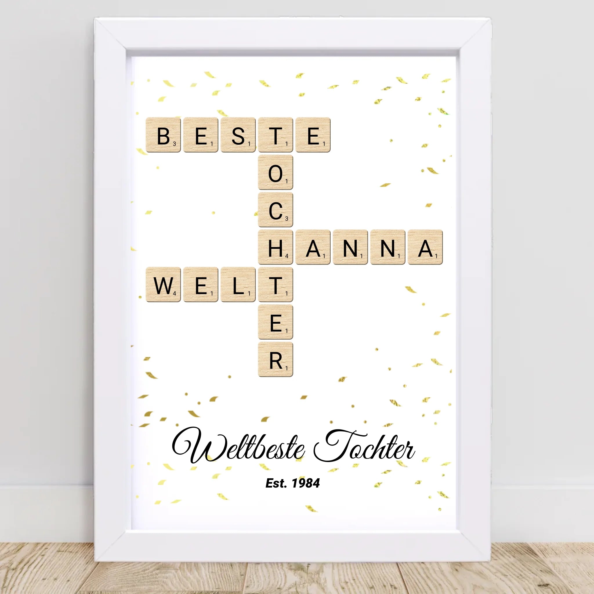 Weihnachtsgeschenk für Tochter Scrabble Wort Poster personalisierbar - Cantty