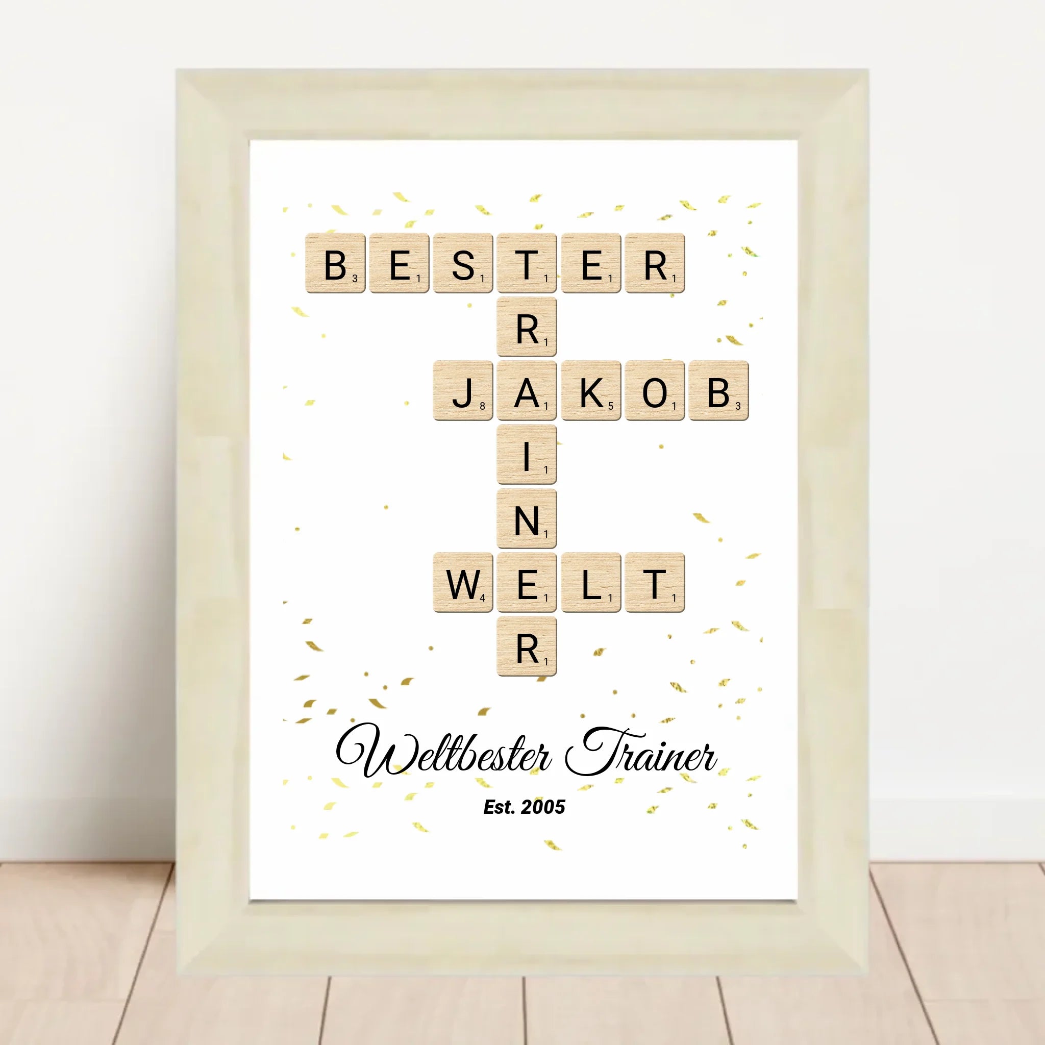 Weihnachtsgeschenk für Trainer Scrabble Wort Poster personalisierbar - Cantty