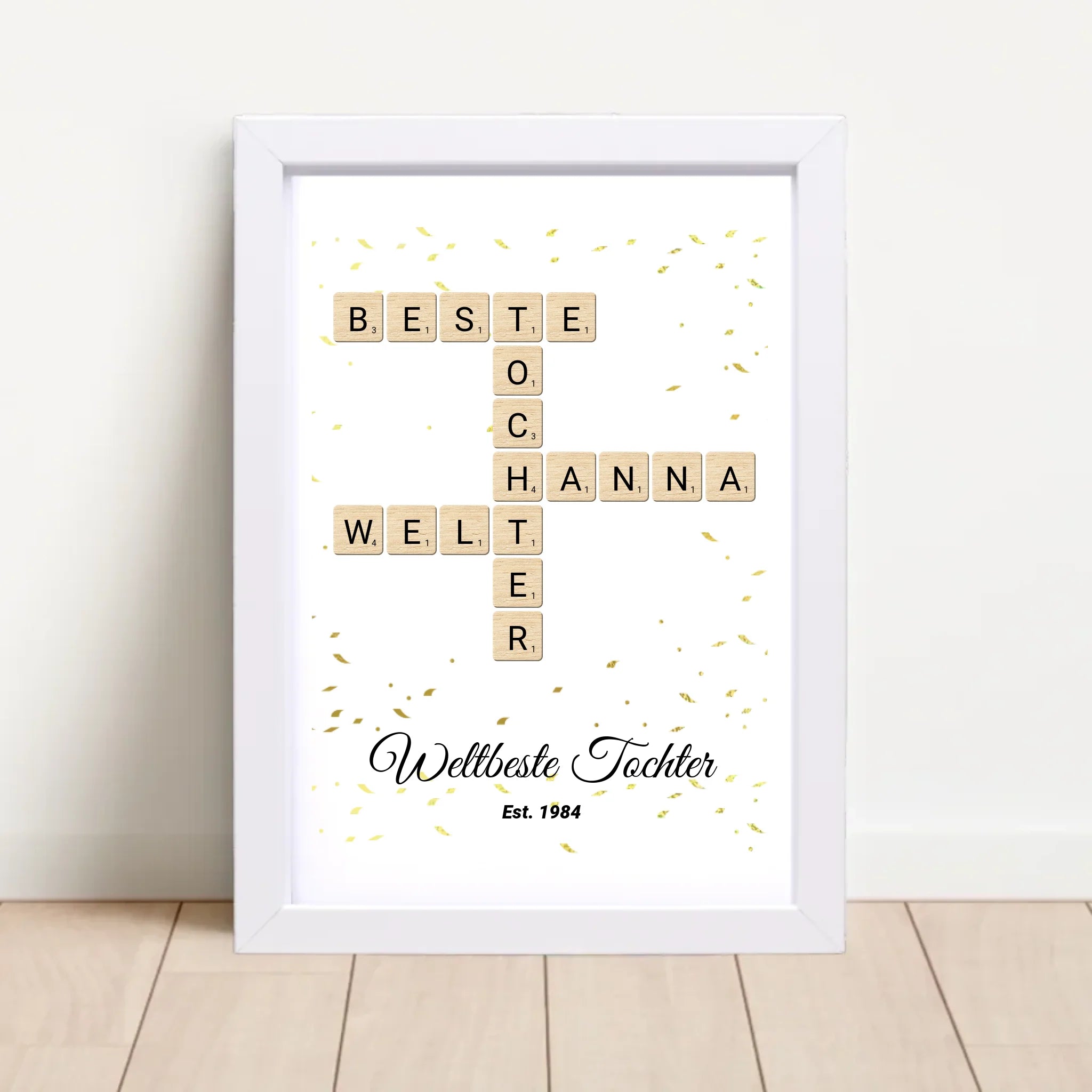 Weihnachtsgeschenk für Tochter Scrabble Wort Poster personalisierbar - Cantty