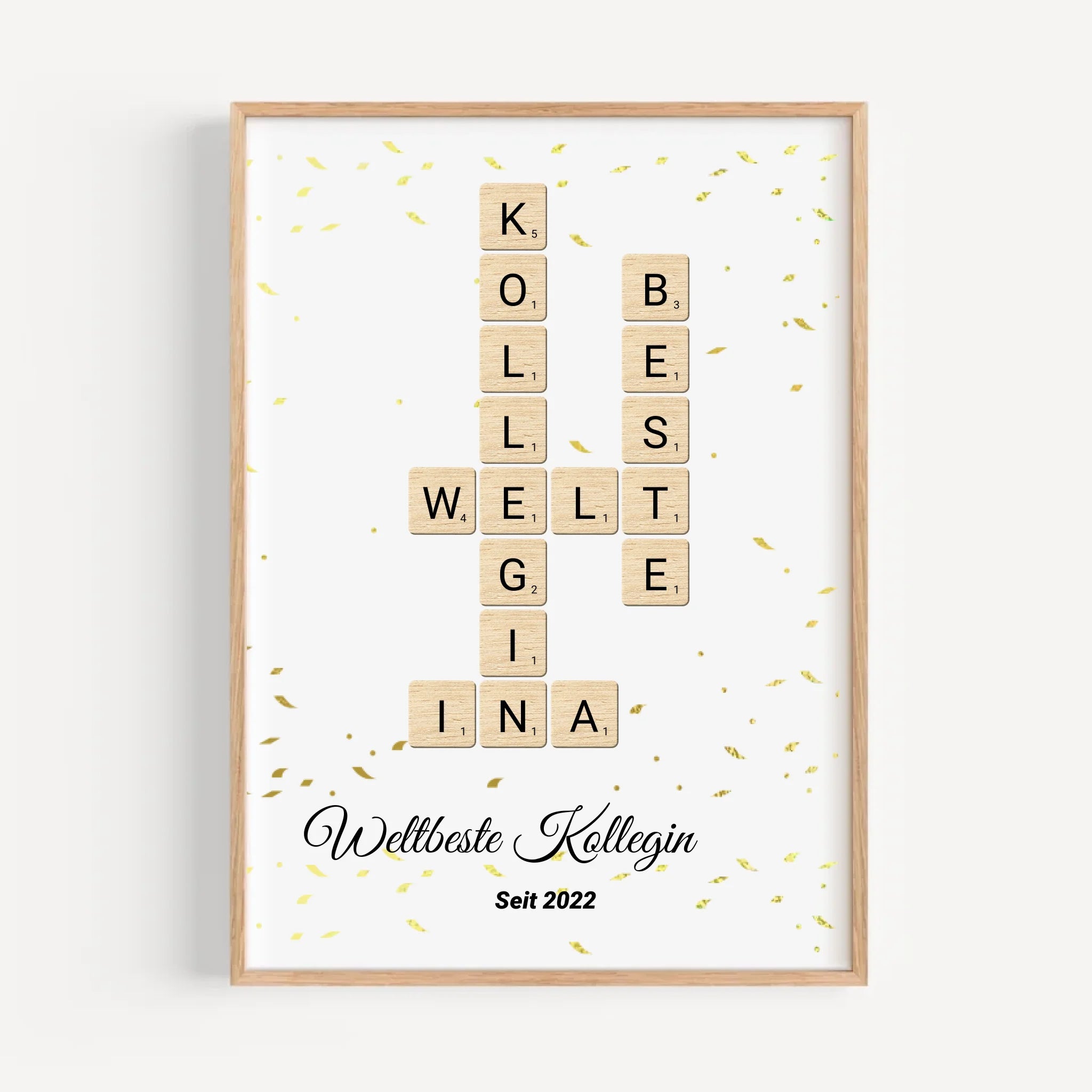 Weihnachtsgeschenk für Arbeitskollegin Scrabble Wort Poster personalisierbar - Cantty