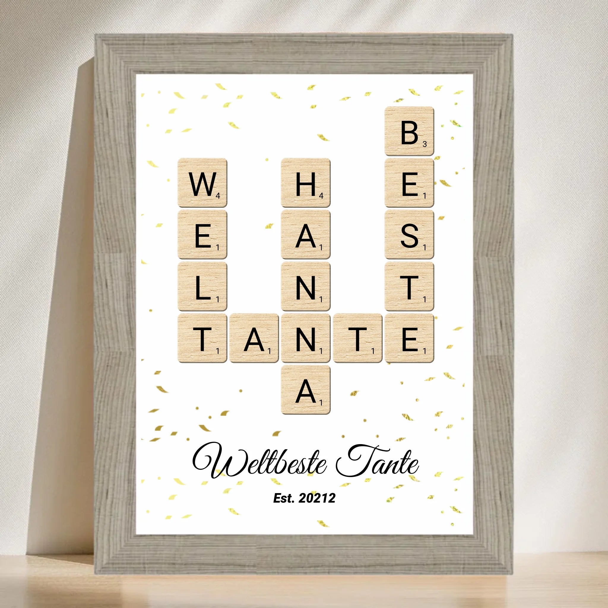 Weihnachtsgeschenk für Tante Scrabble Wort Poster personalisierbar - Cantty