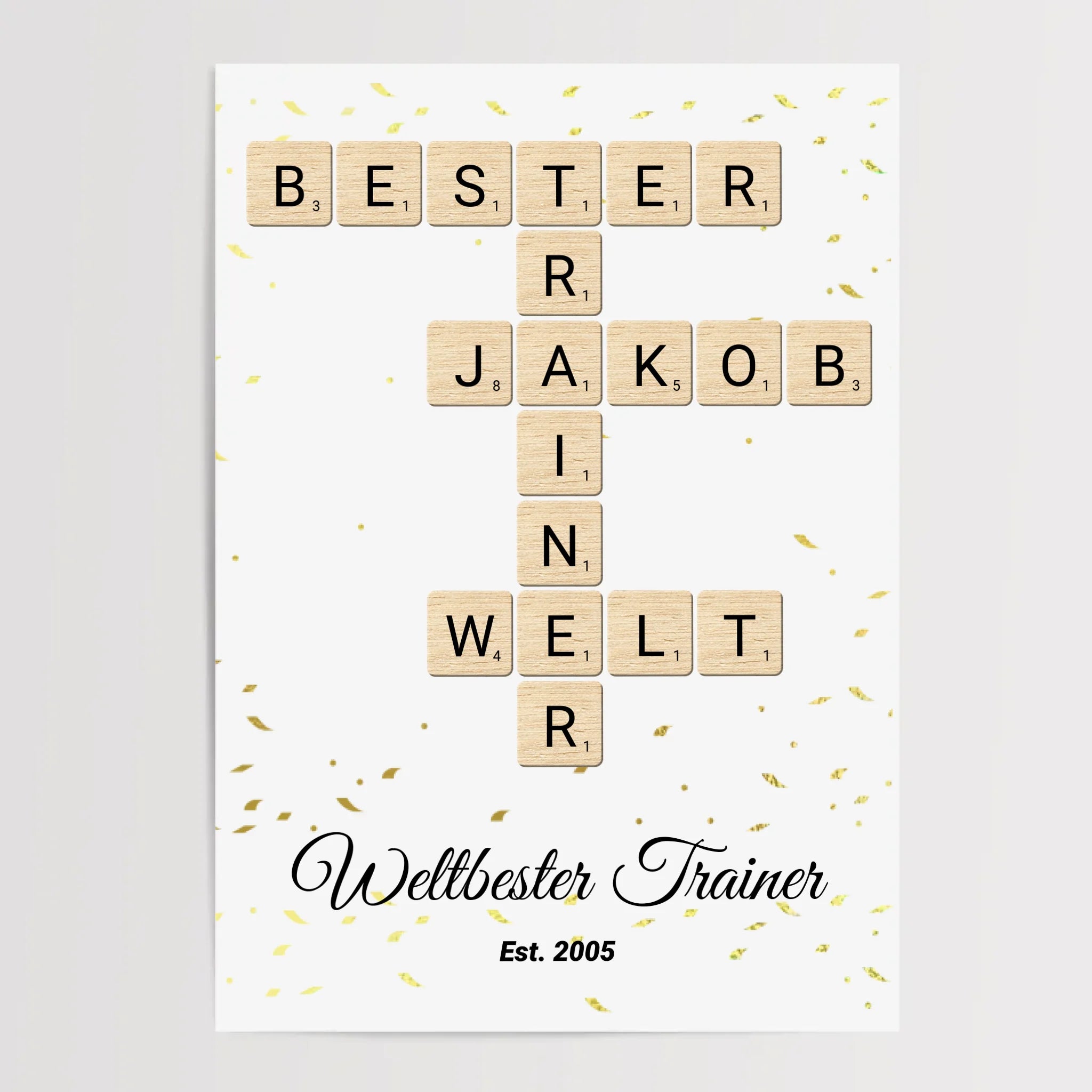 Weihnachtsgeschenk für Trainer Scrabble Wort Poster personalisierbar - Cantty