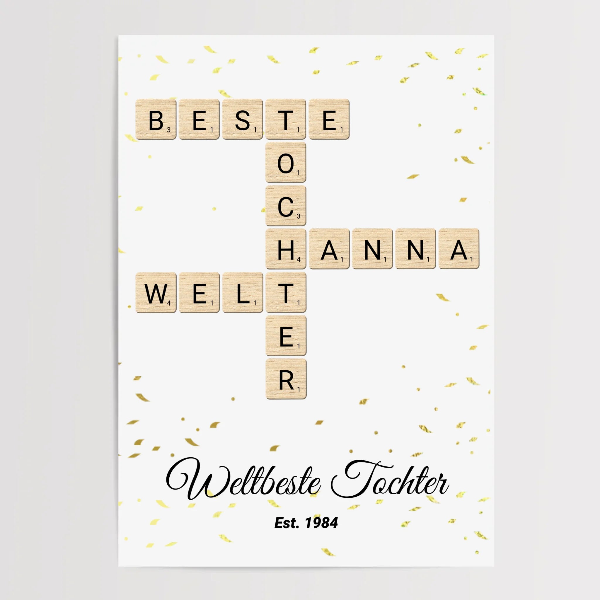 Weihnachtsgeschenk für Tochter Scrabble Wort Poster personalisierbar - Cantty