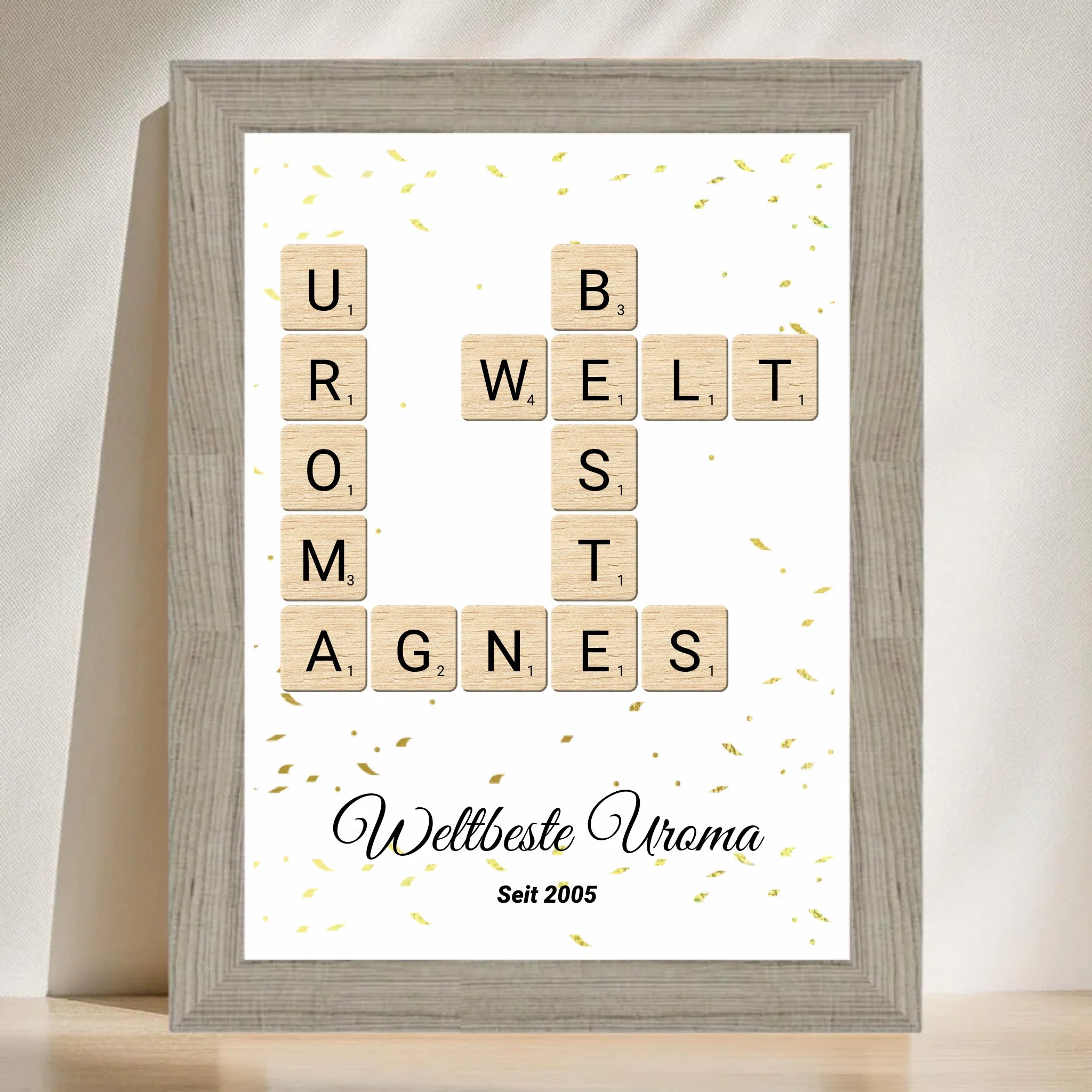 Uroma Weihnachten Geschenk Scrabble Wort Poster personalisierbar - Cantty