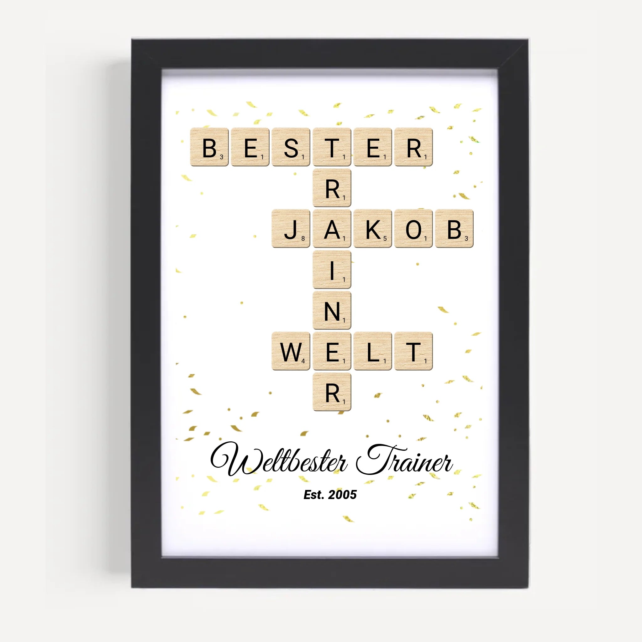 Weihnachtsgeschenk für Trainer Scrabble Wort Poster personalisierbar - Cantty