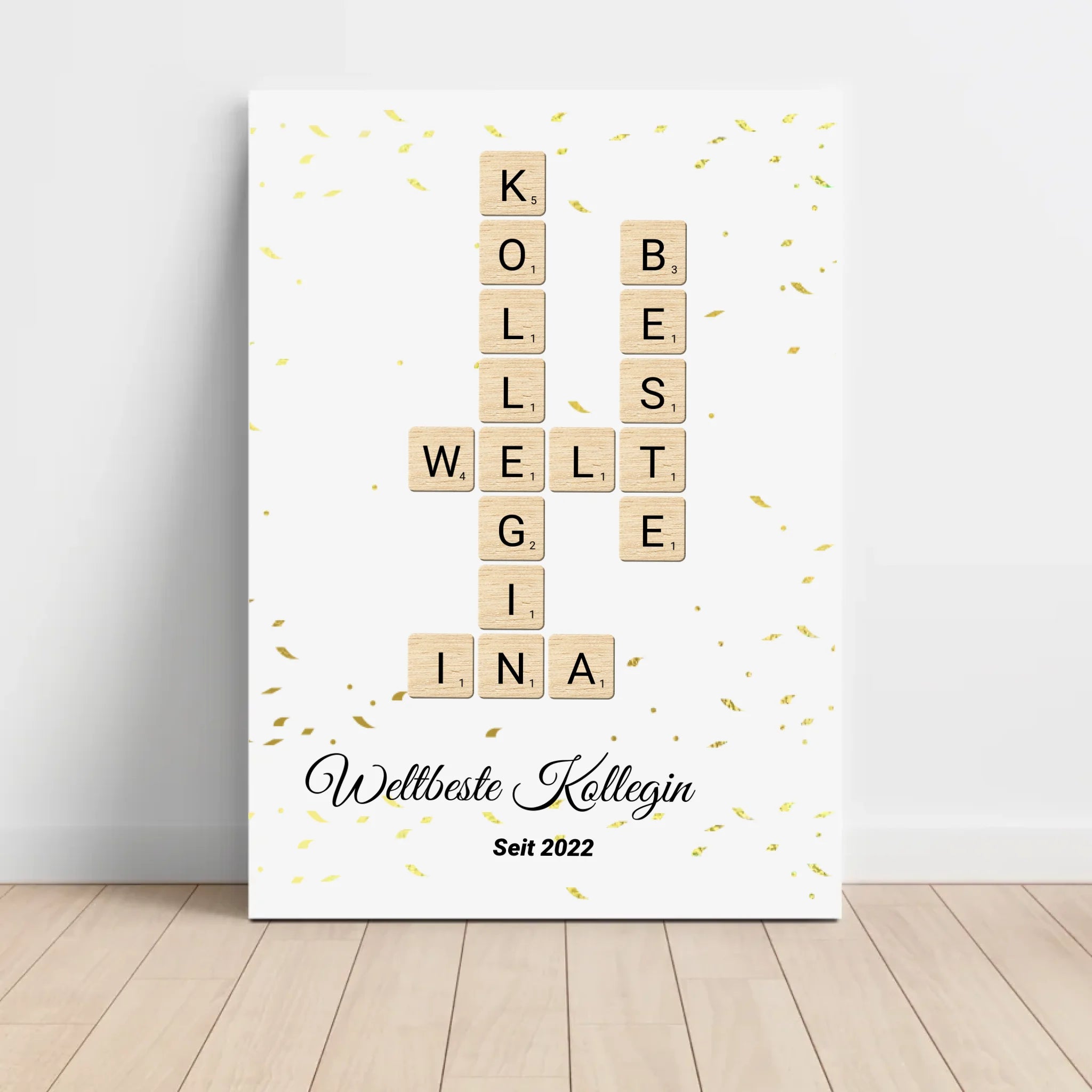 Weihnachtsgeschenk für Arbeitskollegin Scrabble Wort Poster personalisierbar - Cantty