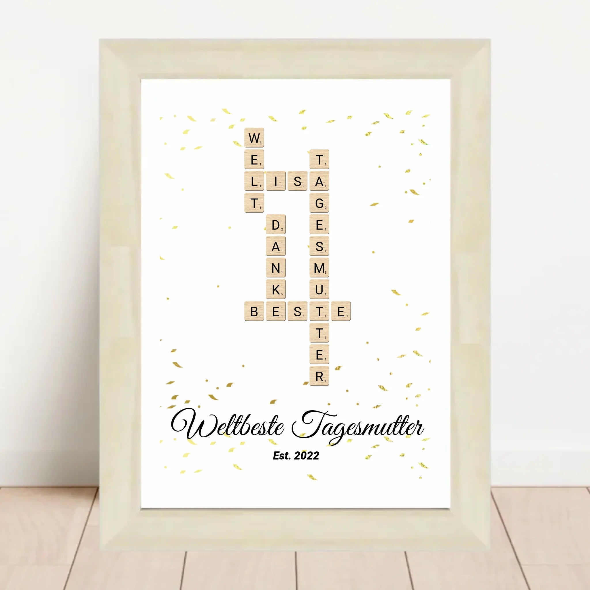 Weihnachtsgeschenk für Tagesmutter Scrabble Wort Poster personalisierbar - Cantty