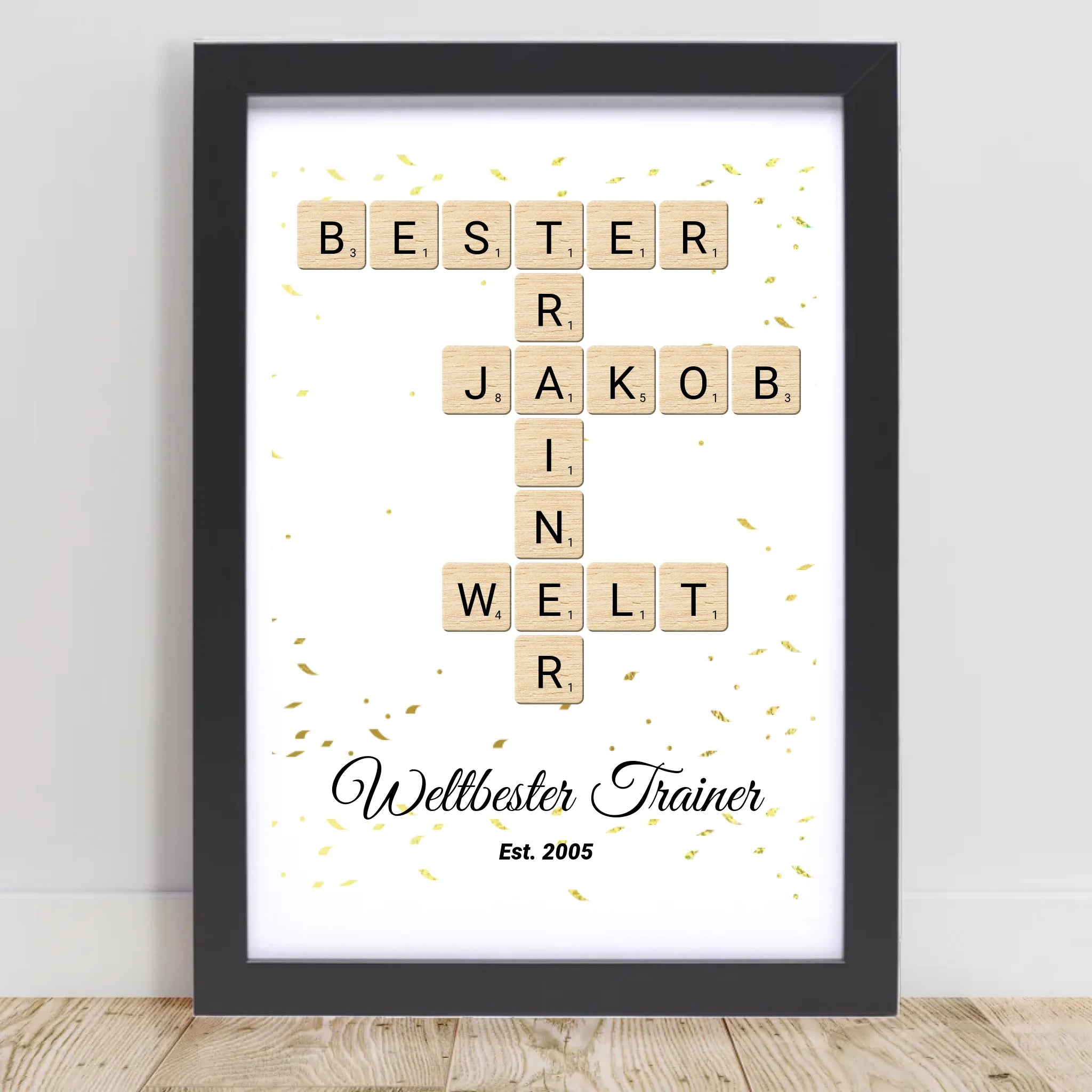 Weihnachtsgeschenk für Trainer Scrabble Wort Poster personalisierbar - Cantty
