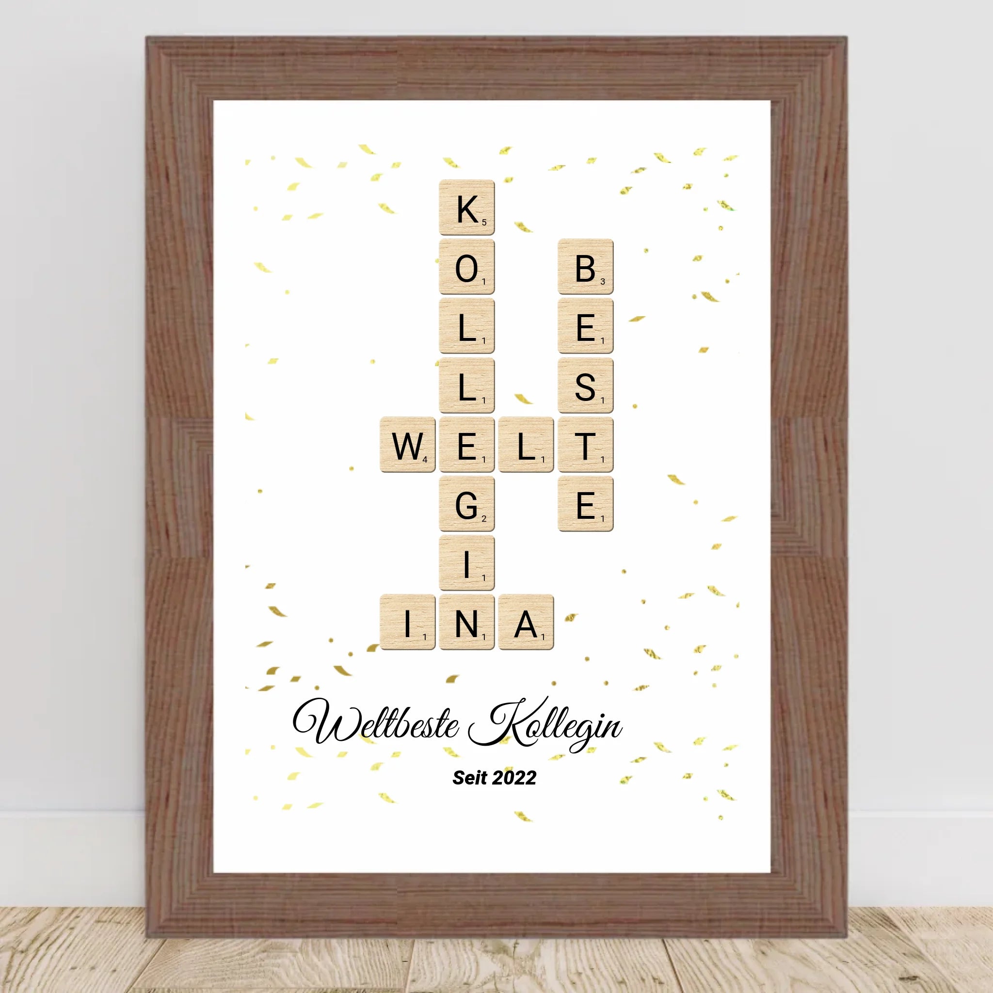 Weihnachtsgeschenk für Arbeitskollegin Scrabble Wort Poster personalisierbar - Cantty