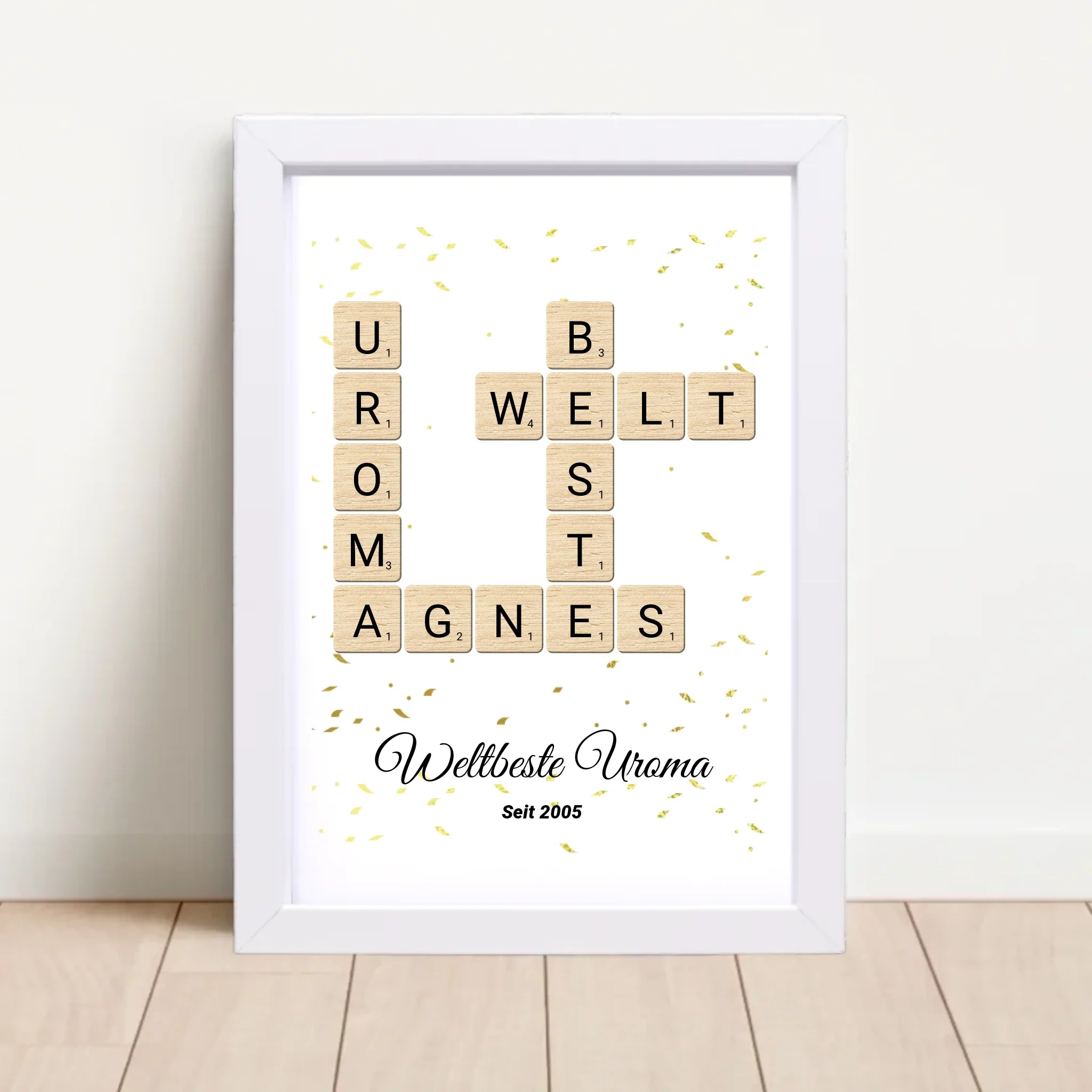 Uroma Weihnachten Geschenk Scrabble Wort Poster personalisierbar - Cantty