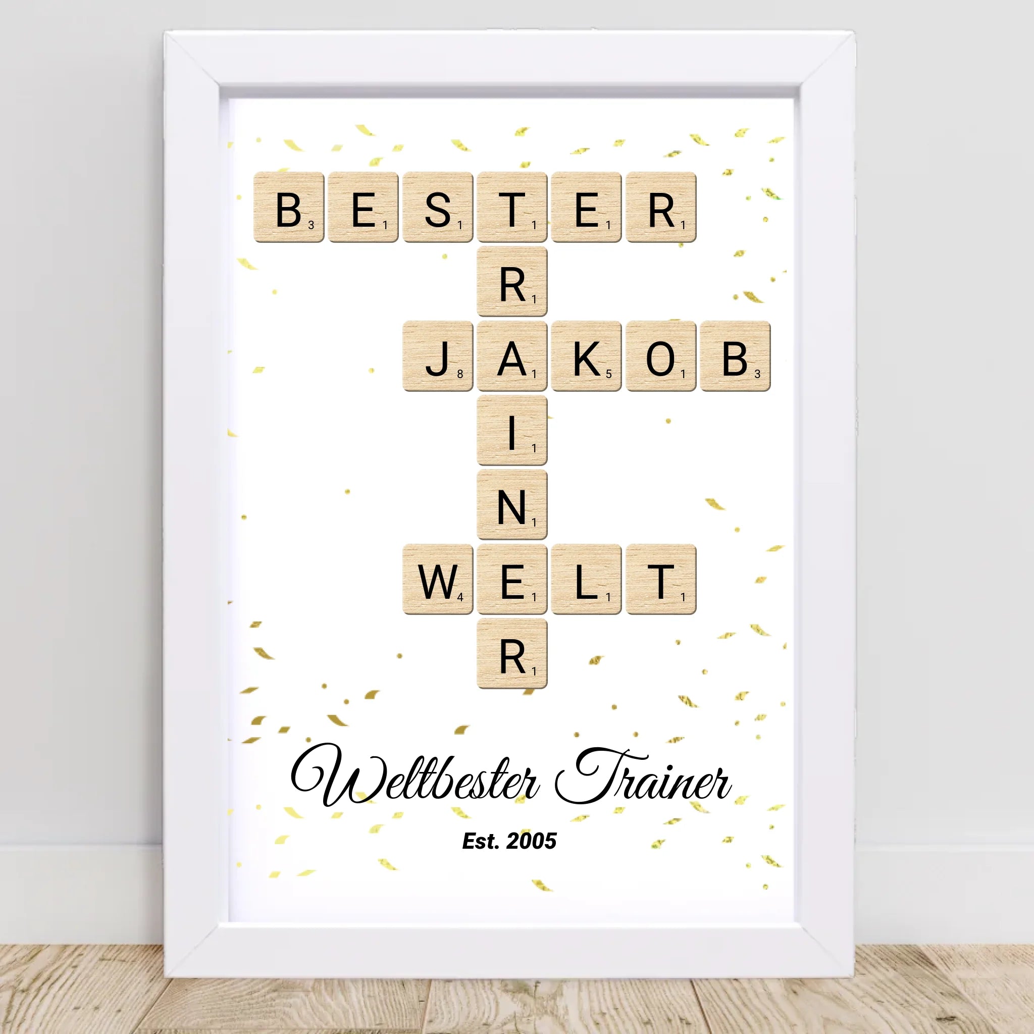 Weihnachtsgeschenk für Trainer Scrabble Wort Poster personalisierbar - Cantty