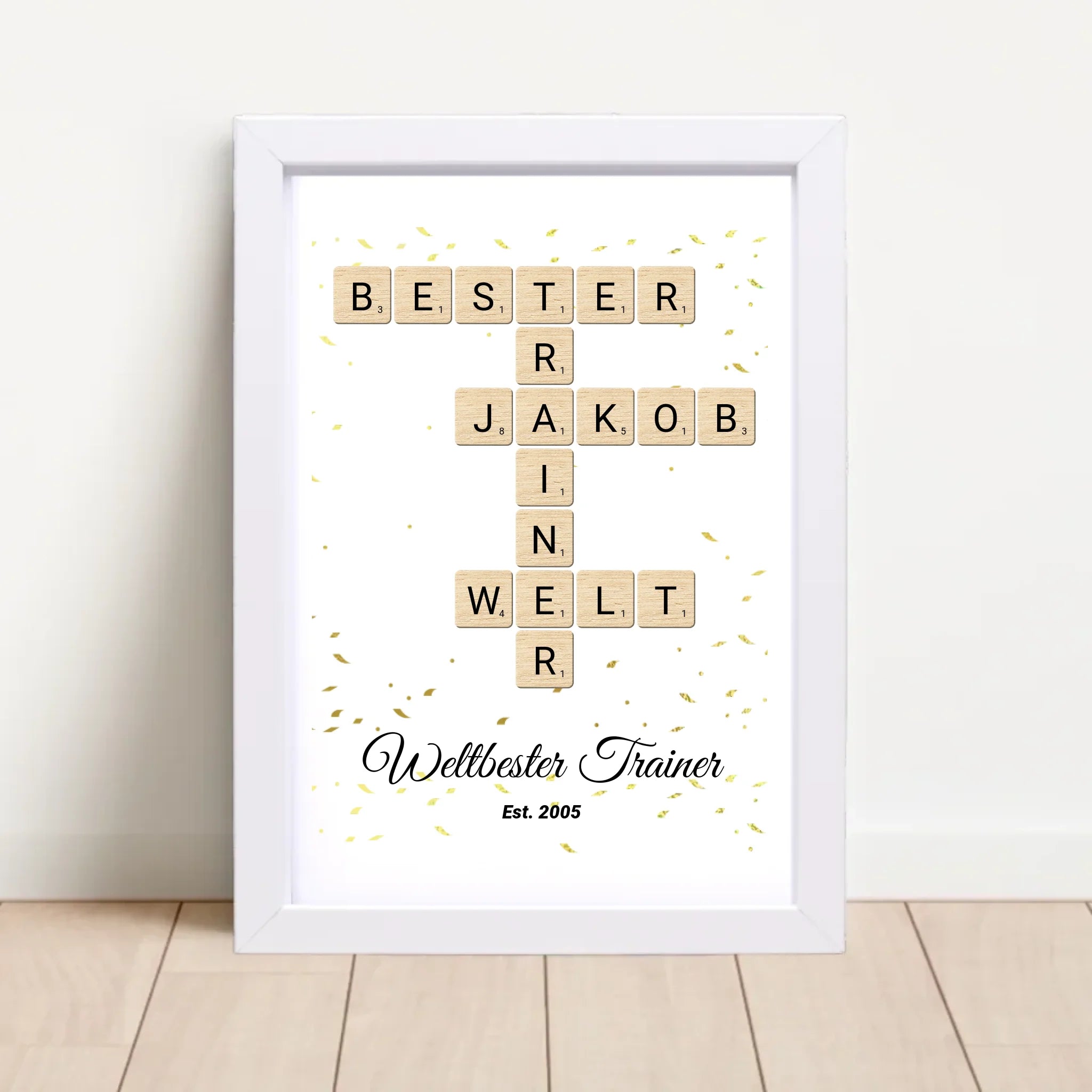 Weihnachtsgeschenk für Trainer Scrabble Wort Poster personalisierbar - Cantty