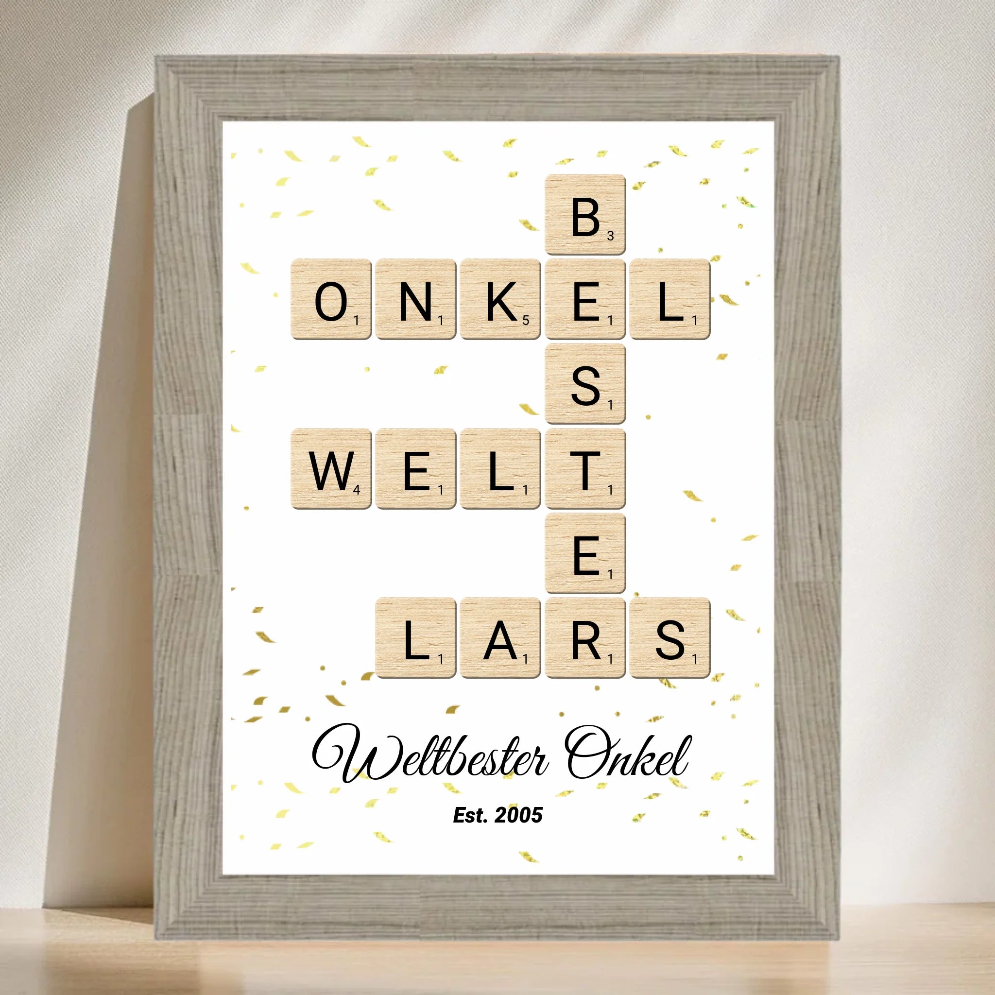Onkel Weihnachten Geschenk Scrabble Wort Poster personalisierbar - Cantty