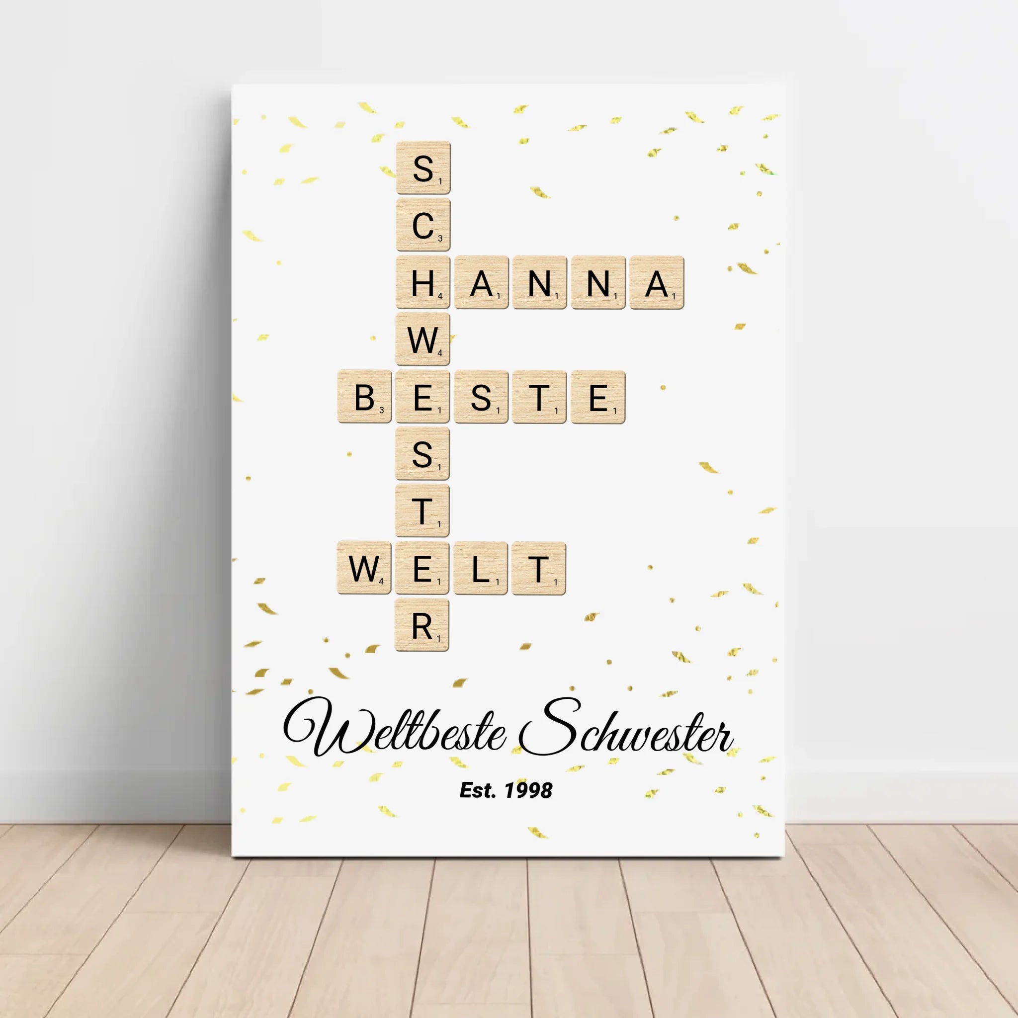 Schwester Weihnachtsgeschenk Scrabble Wort Poster personalisierbar - Cantty