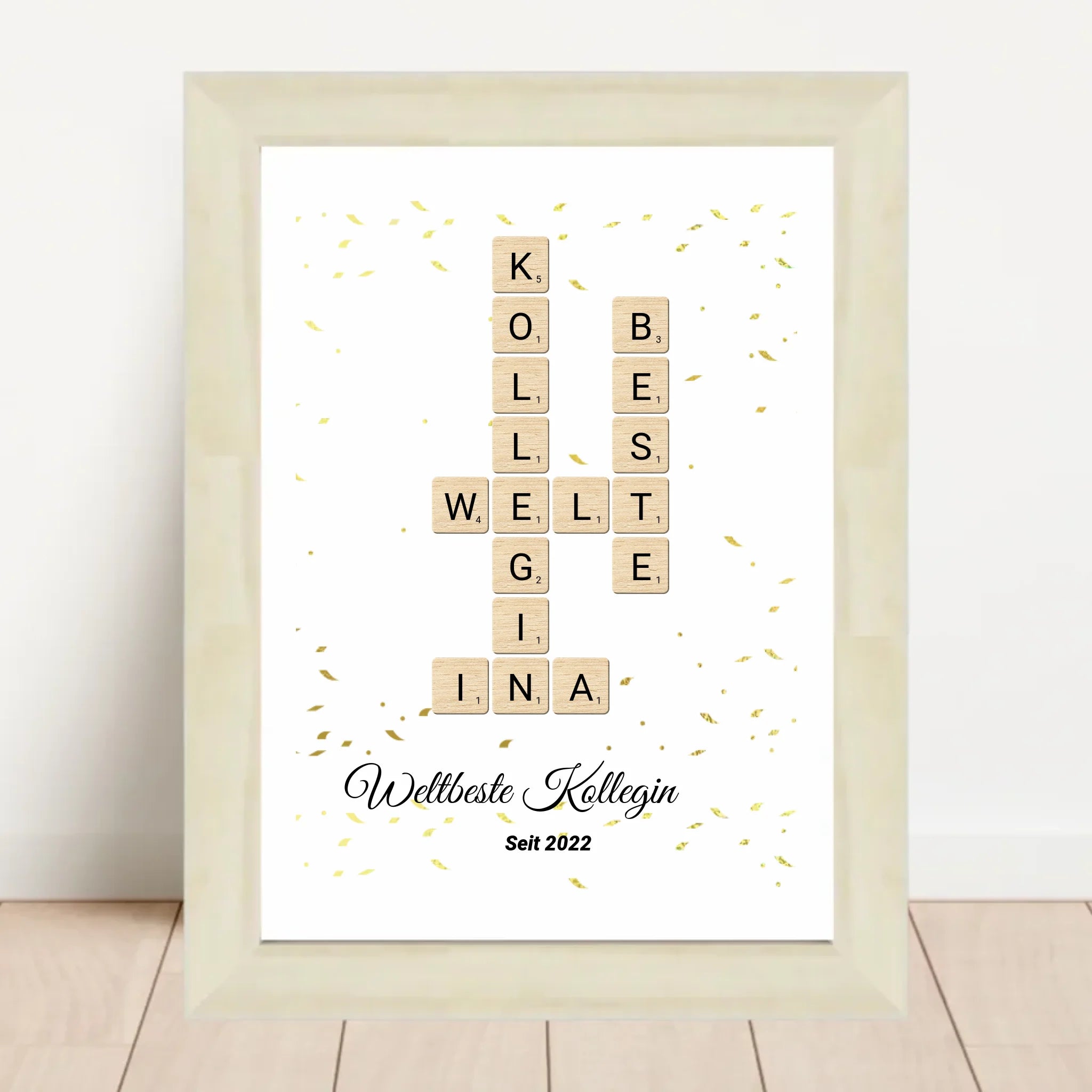 Weihnachtsgeschenk für Arbeitskollegin Scrabble Wort Poster personalisierbar - Cantty