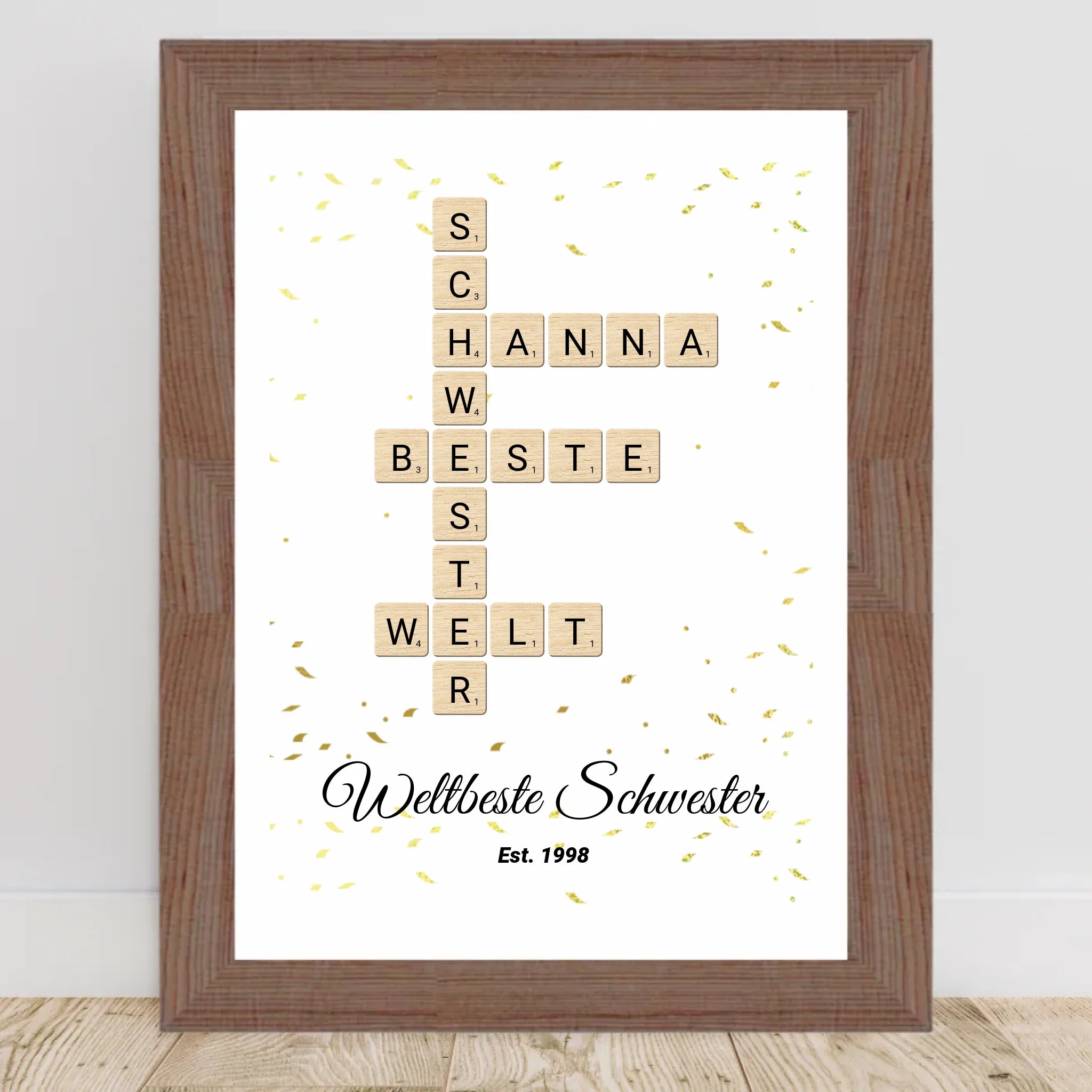 Schwester Weihnachtsgeschenk Scrabble Wort Poster personalisierbar - Cantty