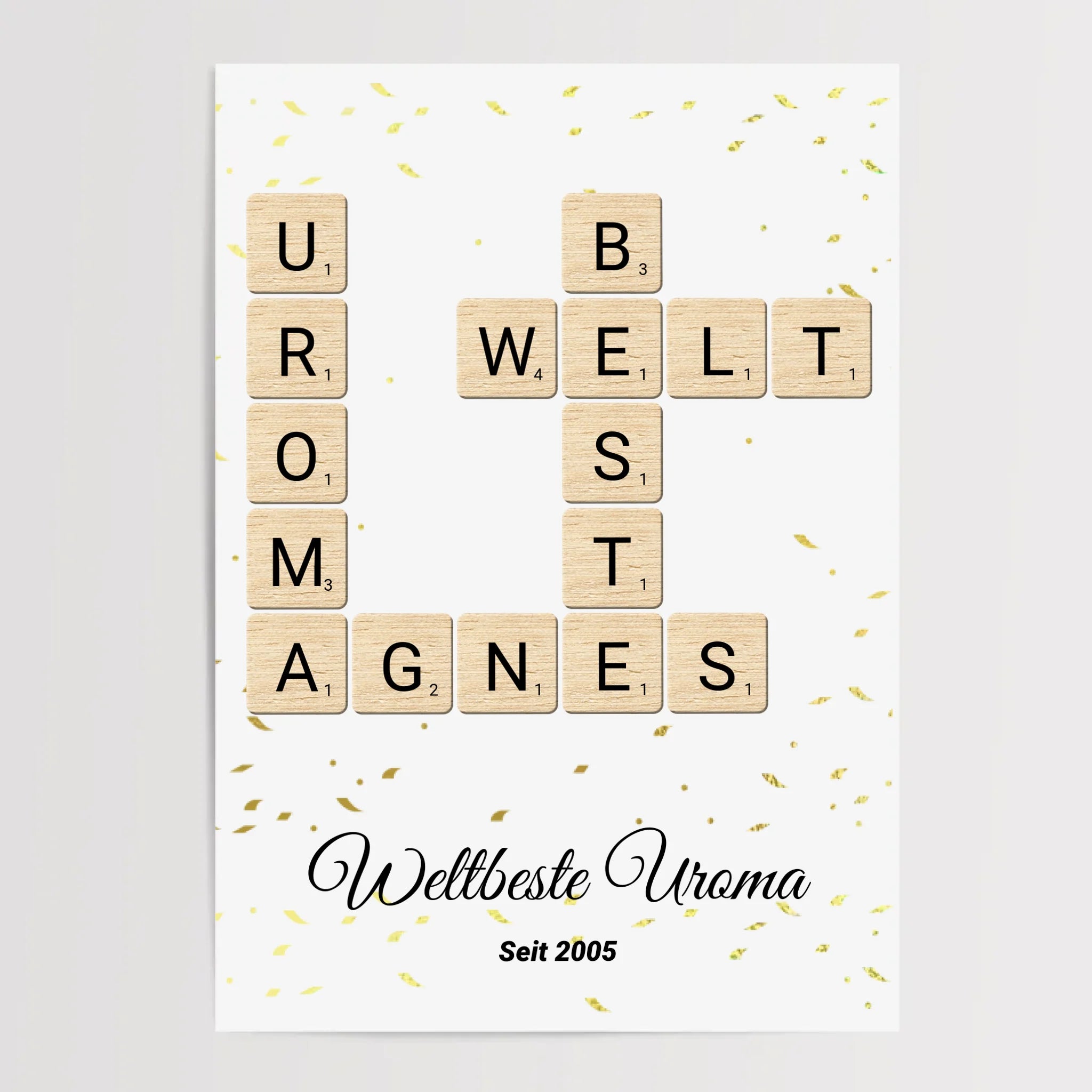 Uroma Weihnachten Geschenk Scrabble Wort Poster personalisierbar - Cantty