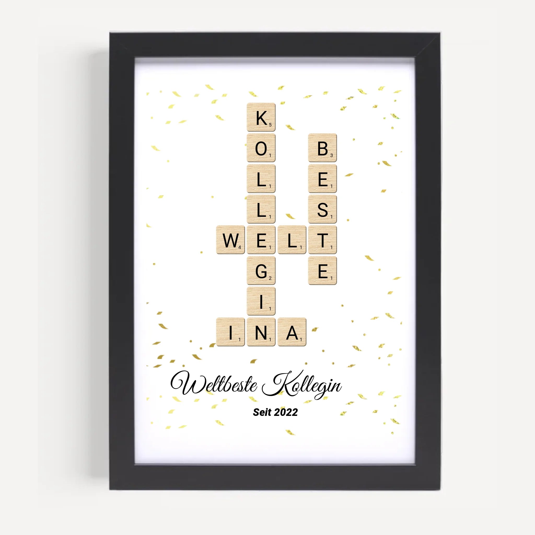 Weihnachtsgeschenk für Arbeitskollegin Scrabble Wort Poster personalisierbar - Cantty