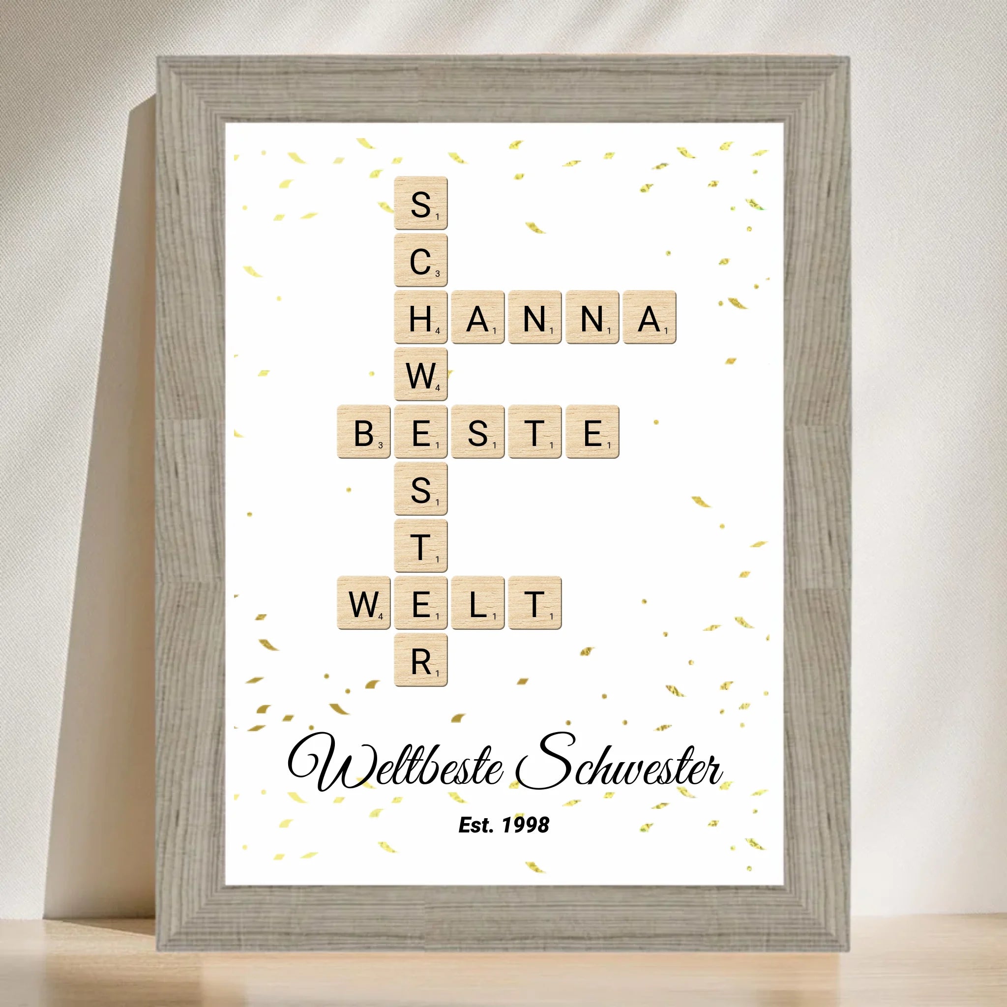 Schwester Weihnachtsgeschenk Scrabble Wort Poster personalisierbar - Cantty