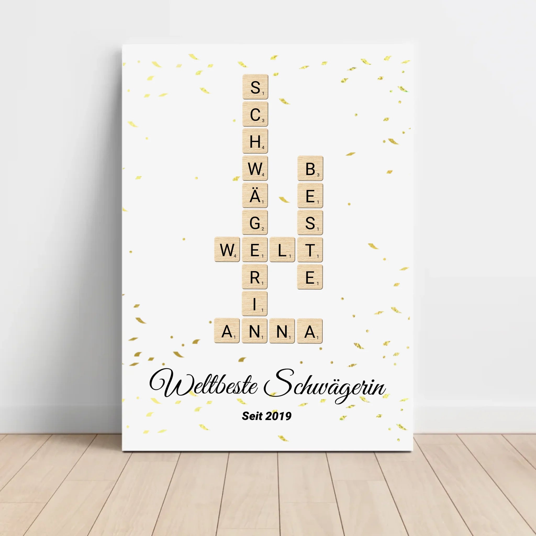 Schwägerin Weihnachtsgeschenk Scrabble Wort Poster personalisierbar - Cantty
