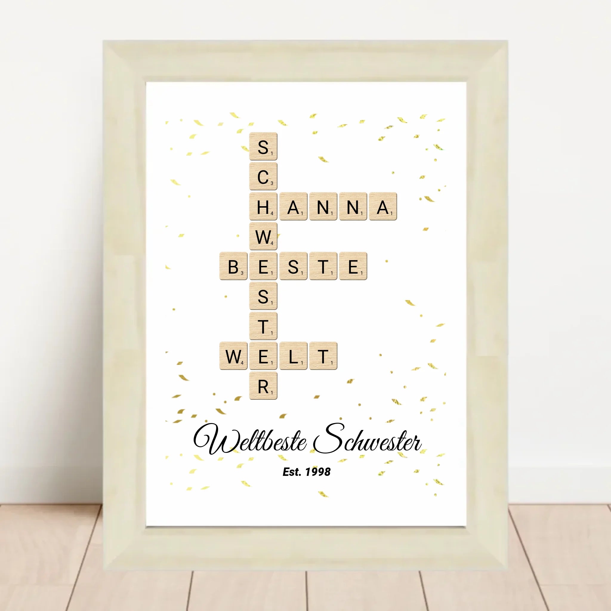 Schwester Weihnachtsgeschenk Scrabble Wort Poster personalisierbar - Cantty