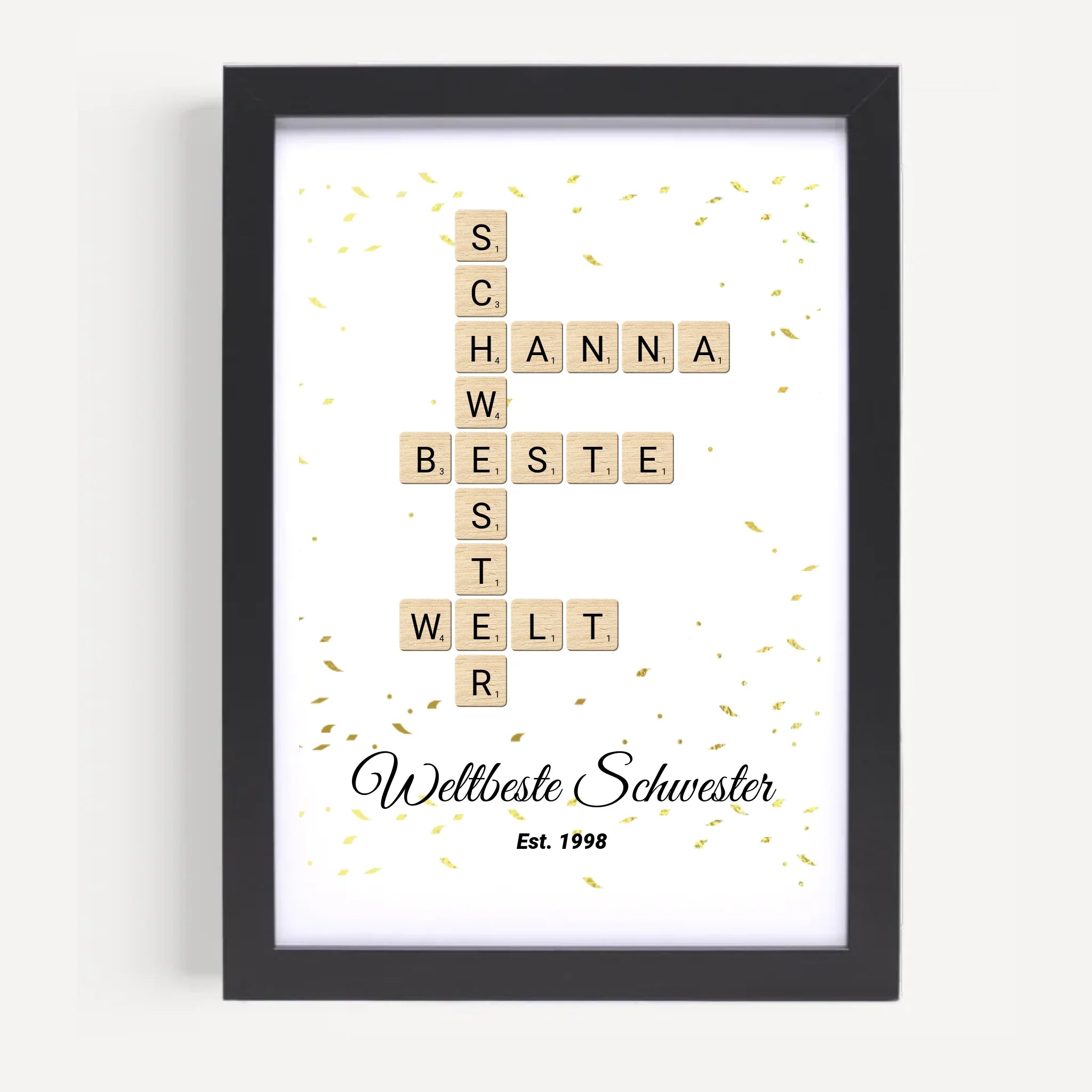 Schwester Weihnachtsgeschenk Scrabble Wort Poster personalisierbar - Cantty