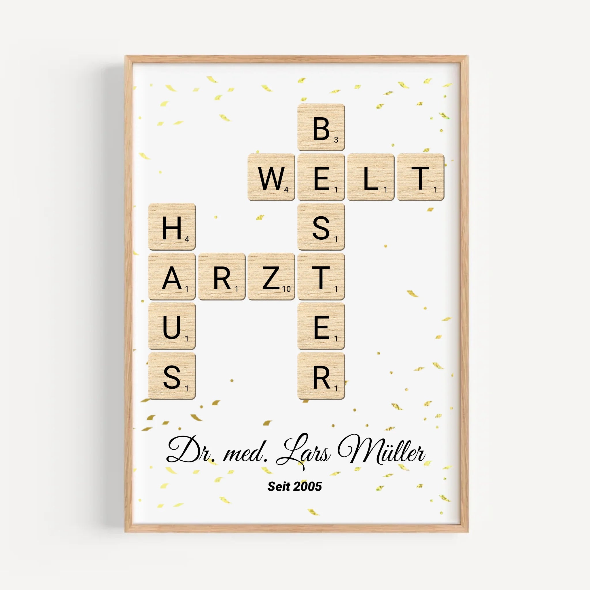 Weihnachtsgeschenk für Hausarzt Scrabble Wort Poster personalisierbar - Cantty