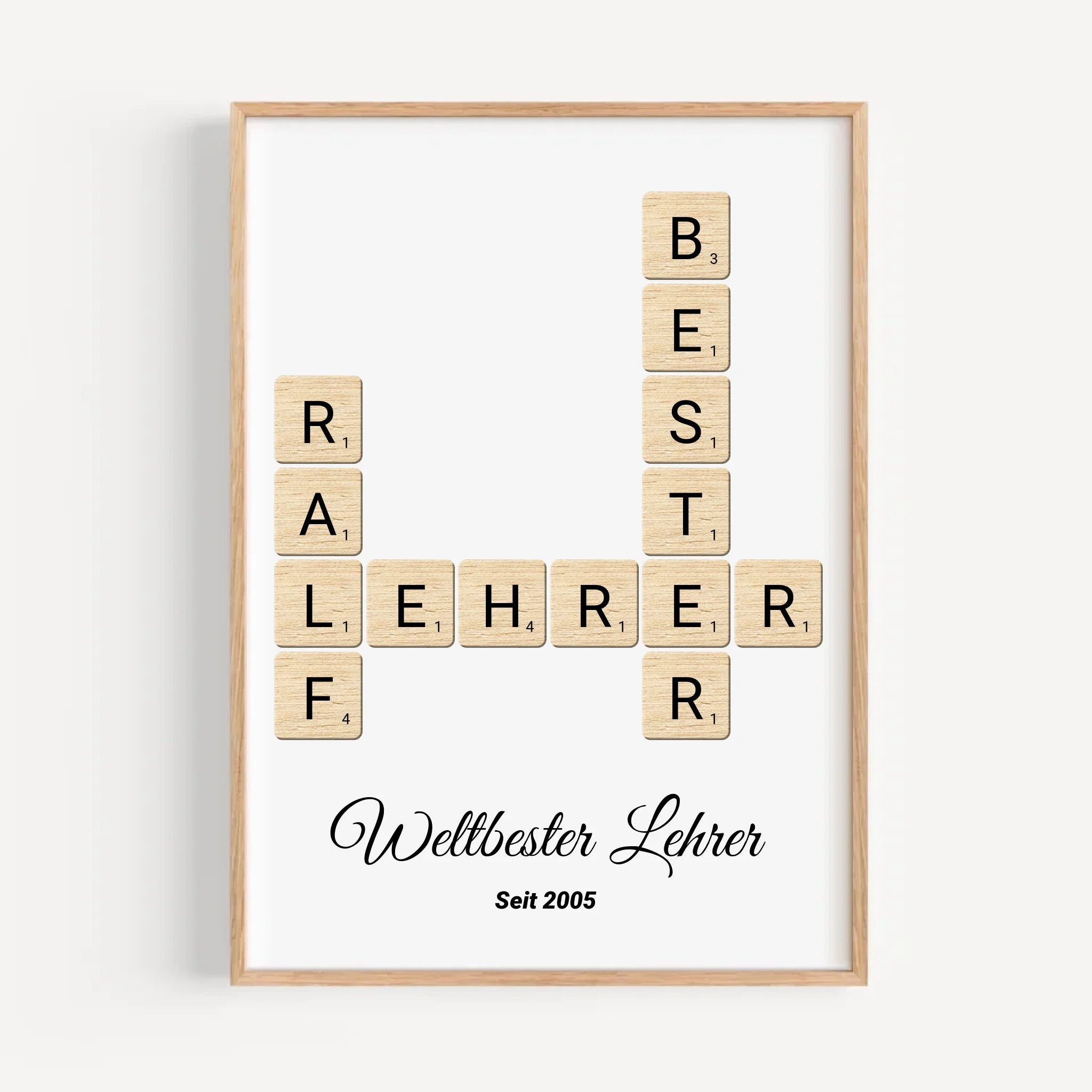 Weihnachtsgeschenk für Lehrer Scrabble Wort Poster personalisierbar - Cantty