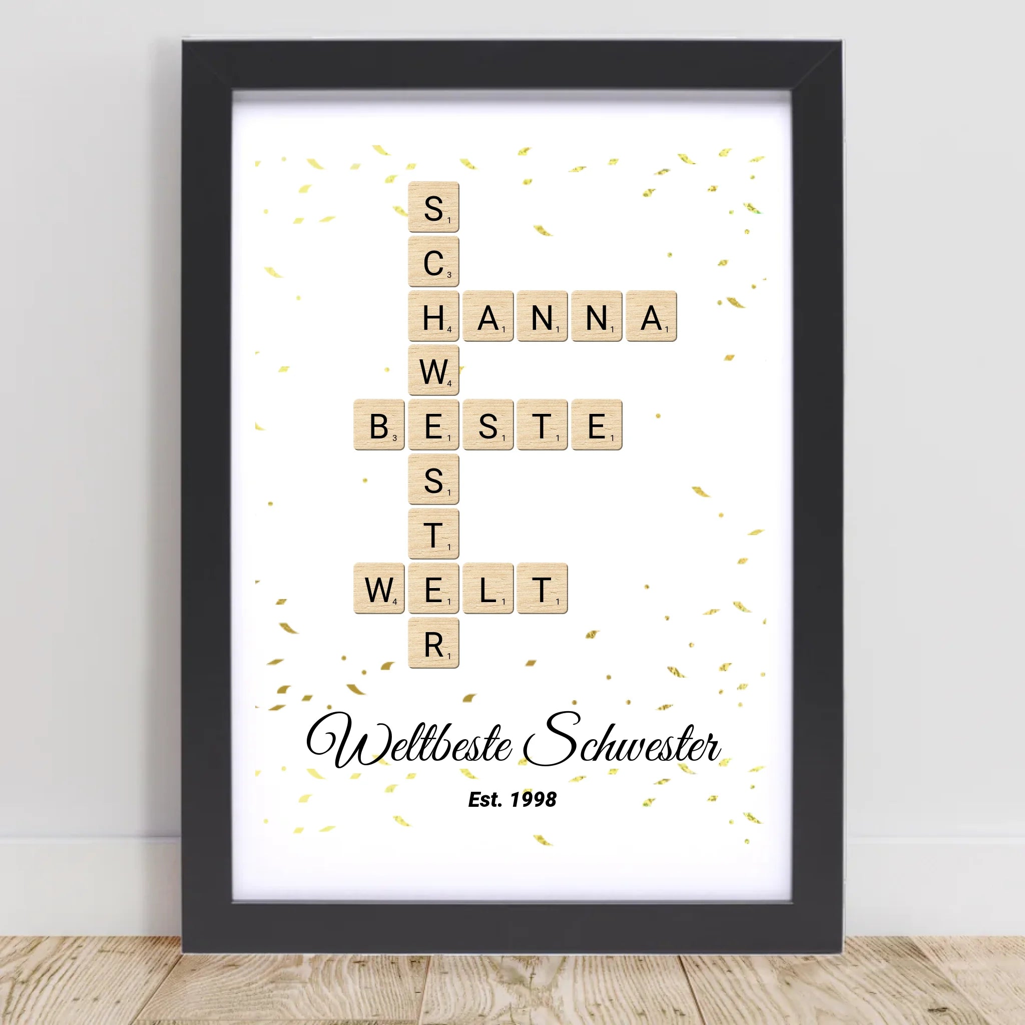 Schwester Weihnachtsgeschenk Scrabble Wort Poster personalisierbar - Cantty