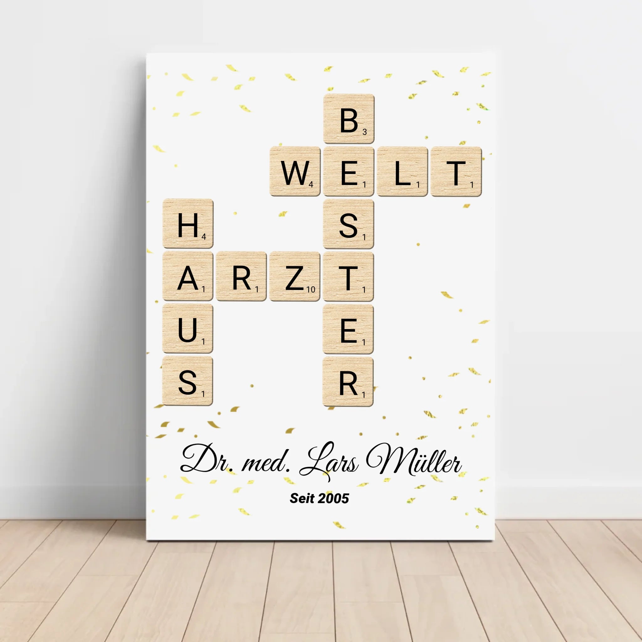 Weihnachtsgeschenk für Hausarzt Scrabble Wort Poster personalisierbar - Cantty