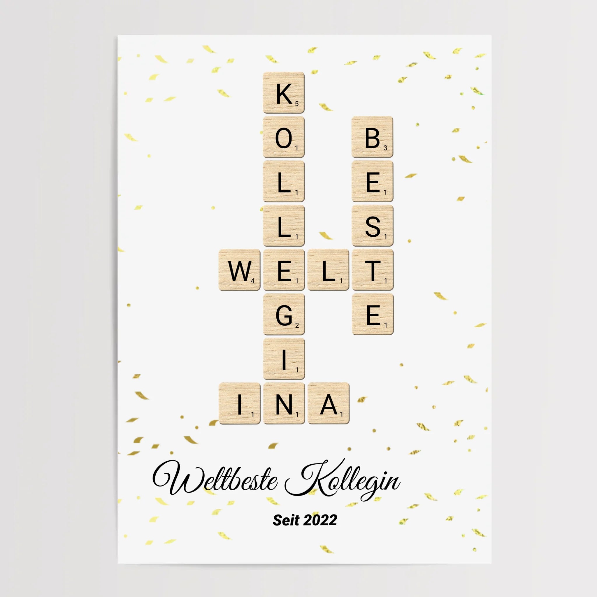 Weihnachtsgeschenk für Arbeitskollegin Scrabble Wort Poster personalisierbar - Cantty