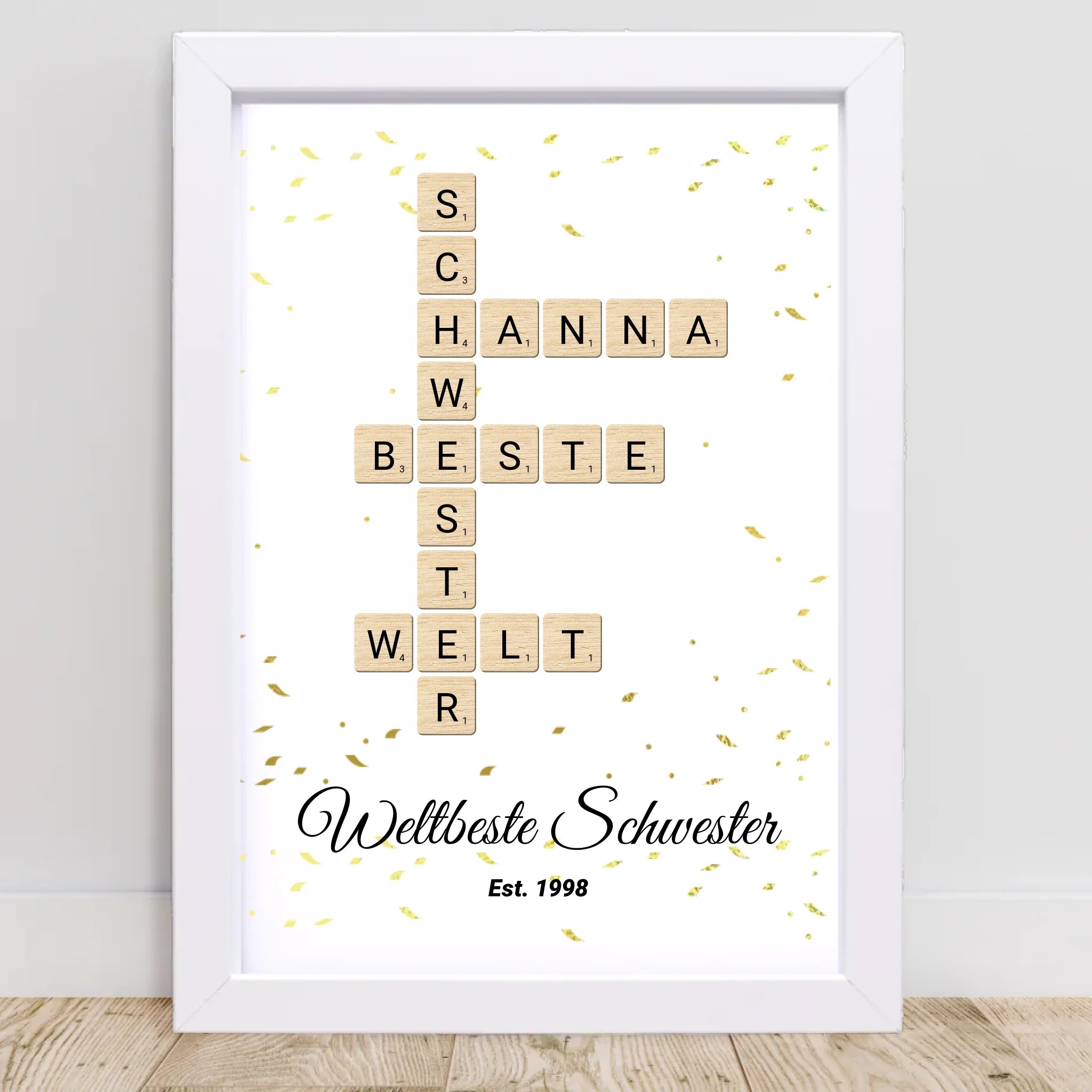 Schwester Weihnachtsgeschenk Scrabble Wort Poster personalisierbar - Cantty