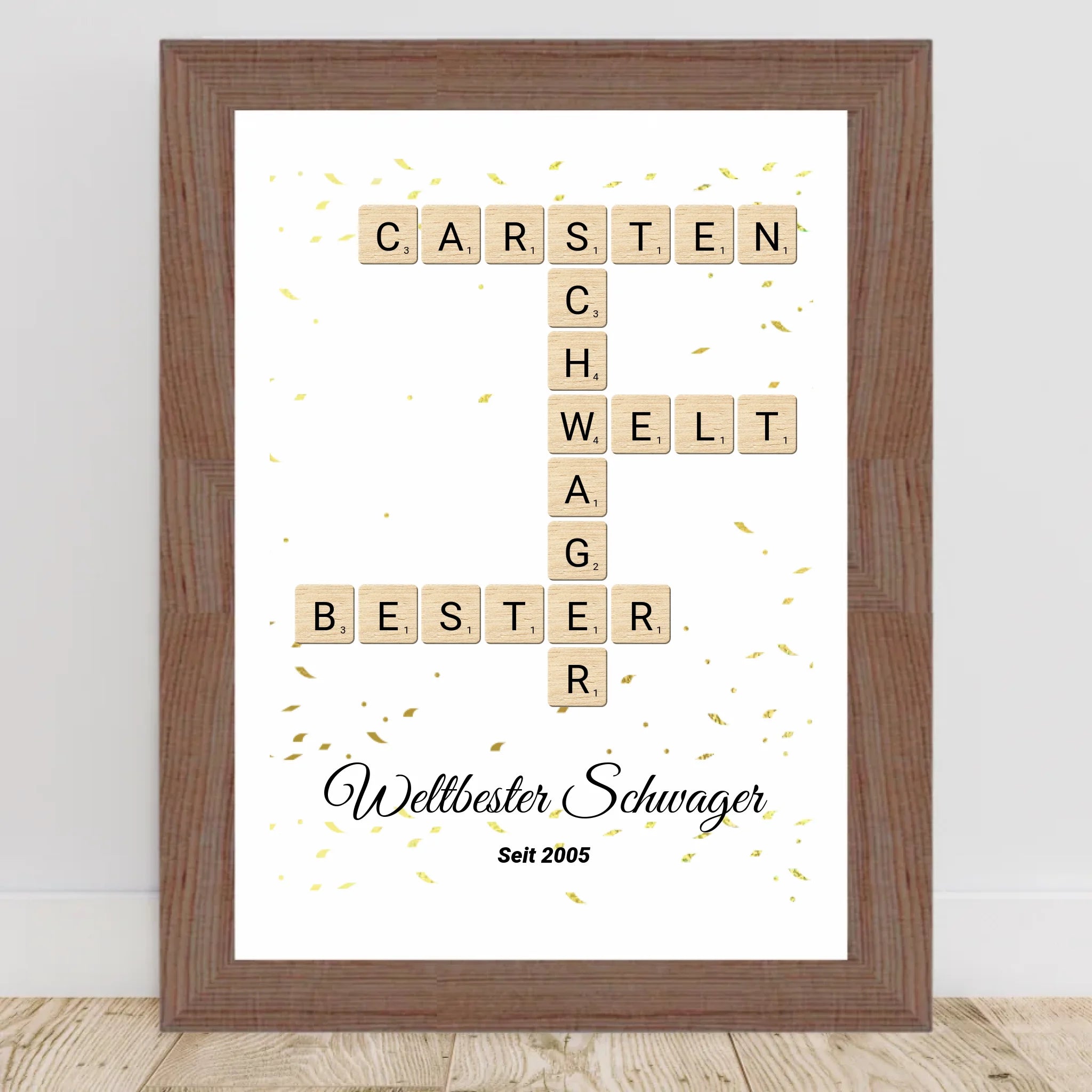 Weihnachtsgeschenk für Schwager Scrabble Wort Poster personalisierbar - Cantty