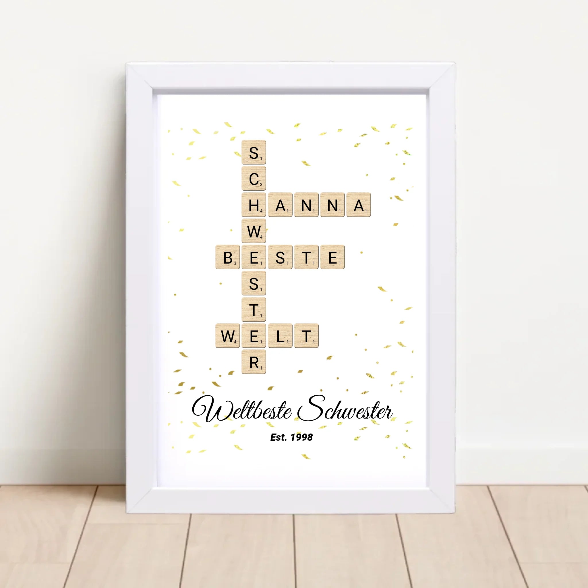 Schwester Weihnachtsgeschenk Scrabble Wort Poster personalisierbar - Cantty
