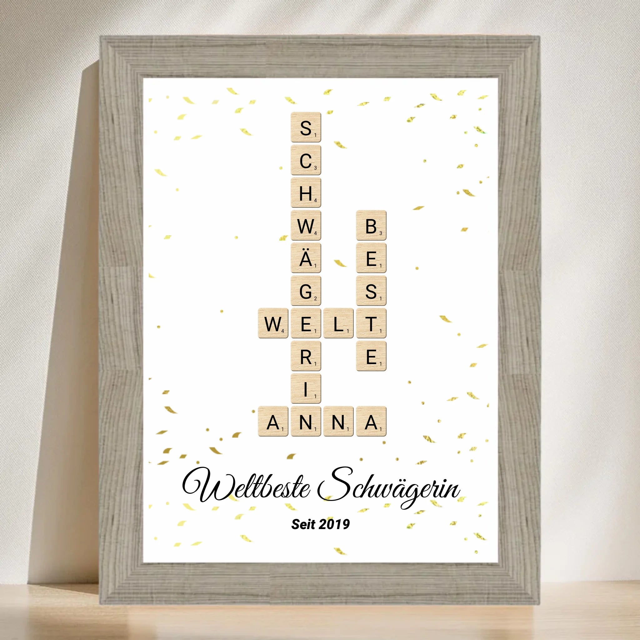 Schwägerin Weihnachtsgeschenk Scrabble Wort Poster personalisierbar - Cantty