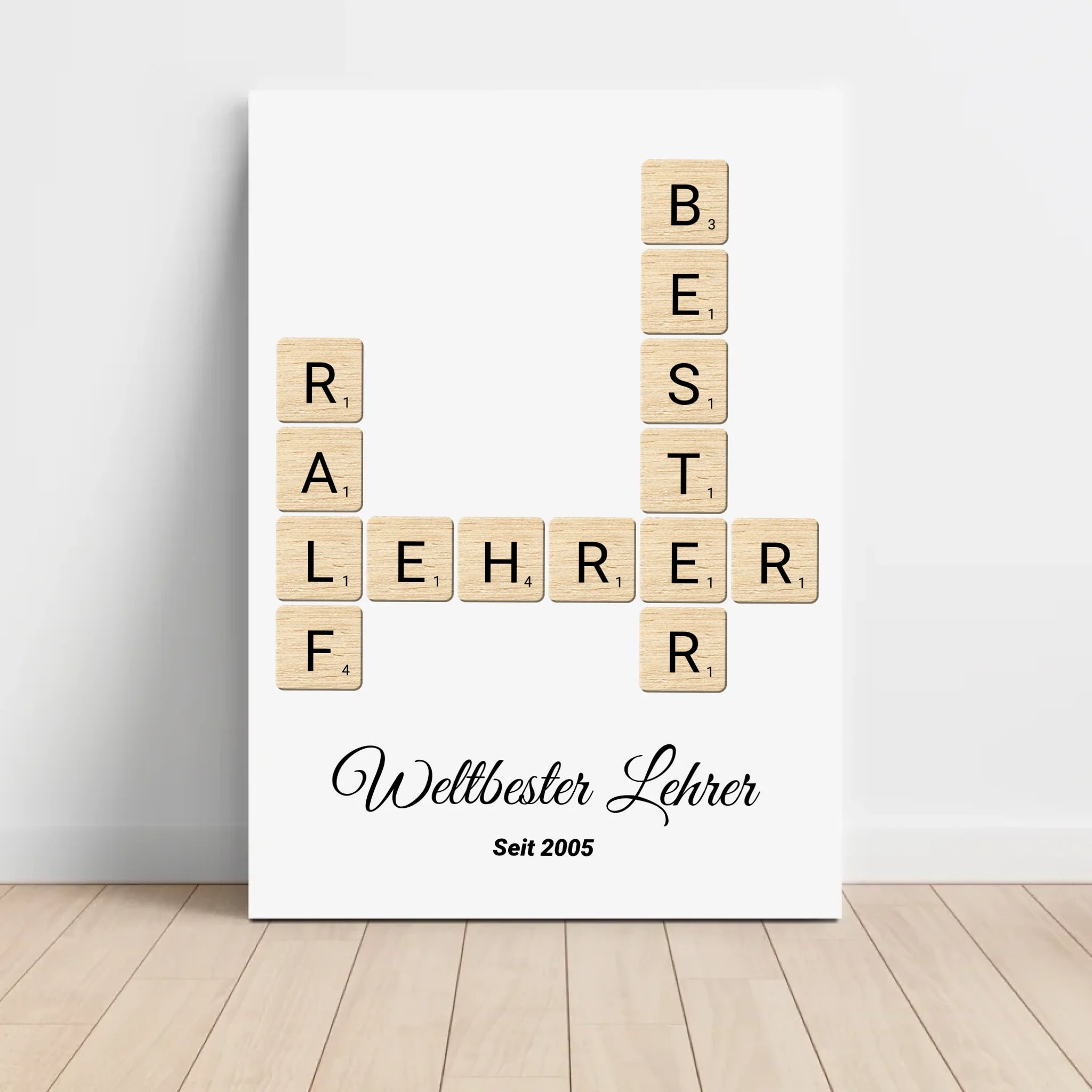 Weihnachtsgeschenk für Lehrer Scrabble Wort Poster personalisierbar - Cantty