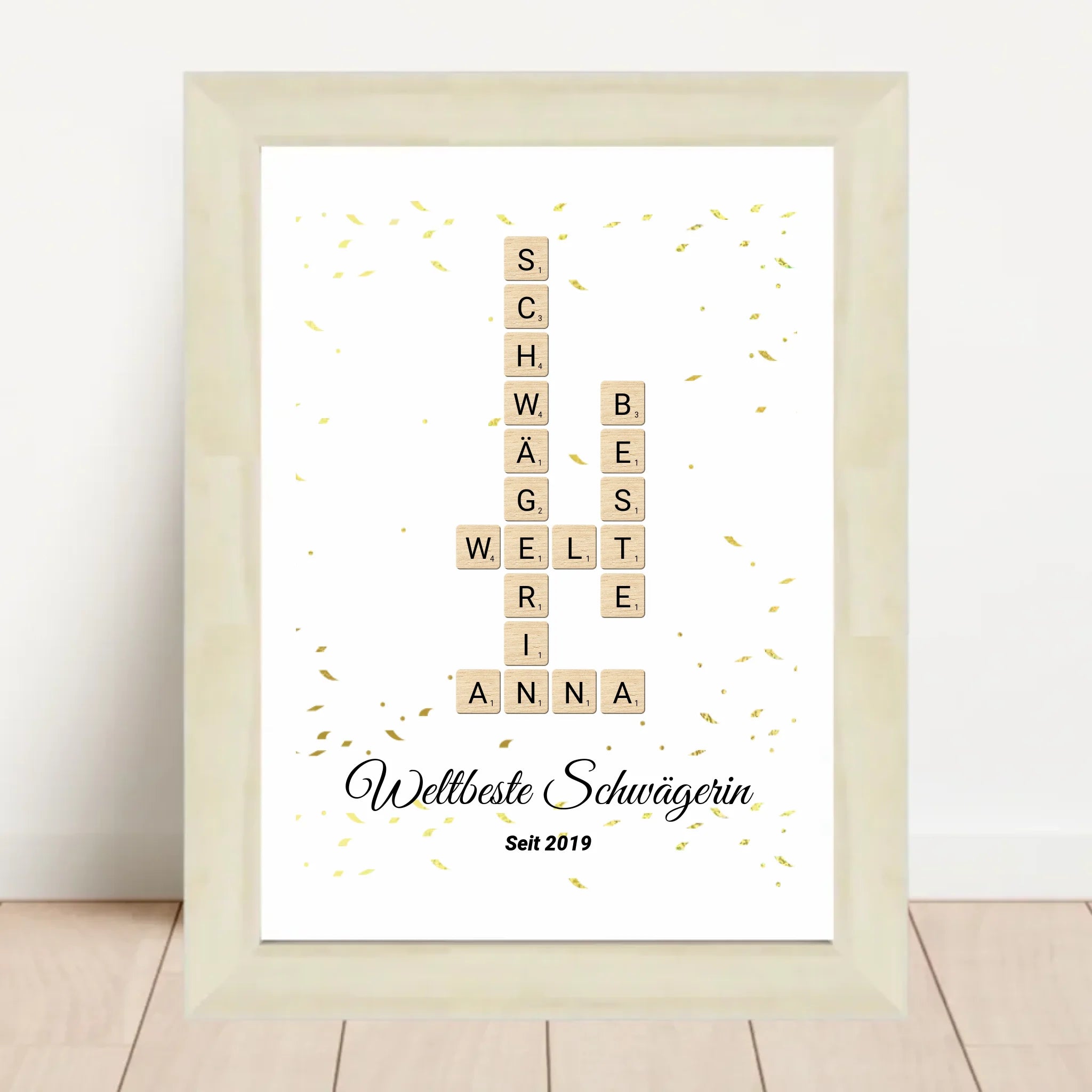 Schwägerin Weihnachtsgeschenk Scrabble Wort Poster personalisierbar - Cantty