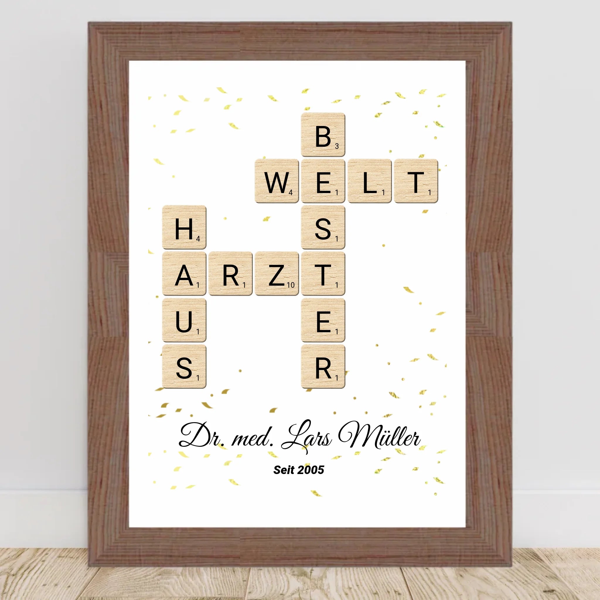 Weihnachtsgeschenk für Hausarzt Scrabble Wort Poster personalisierbar - Cantty