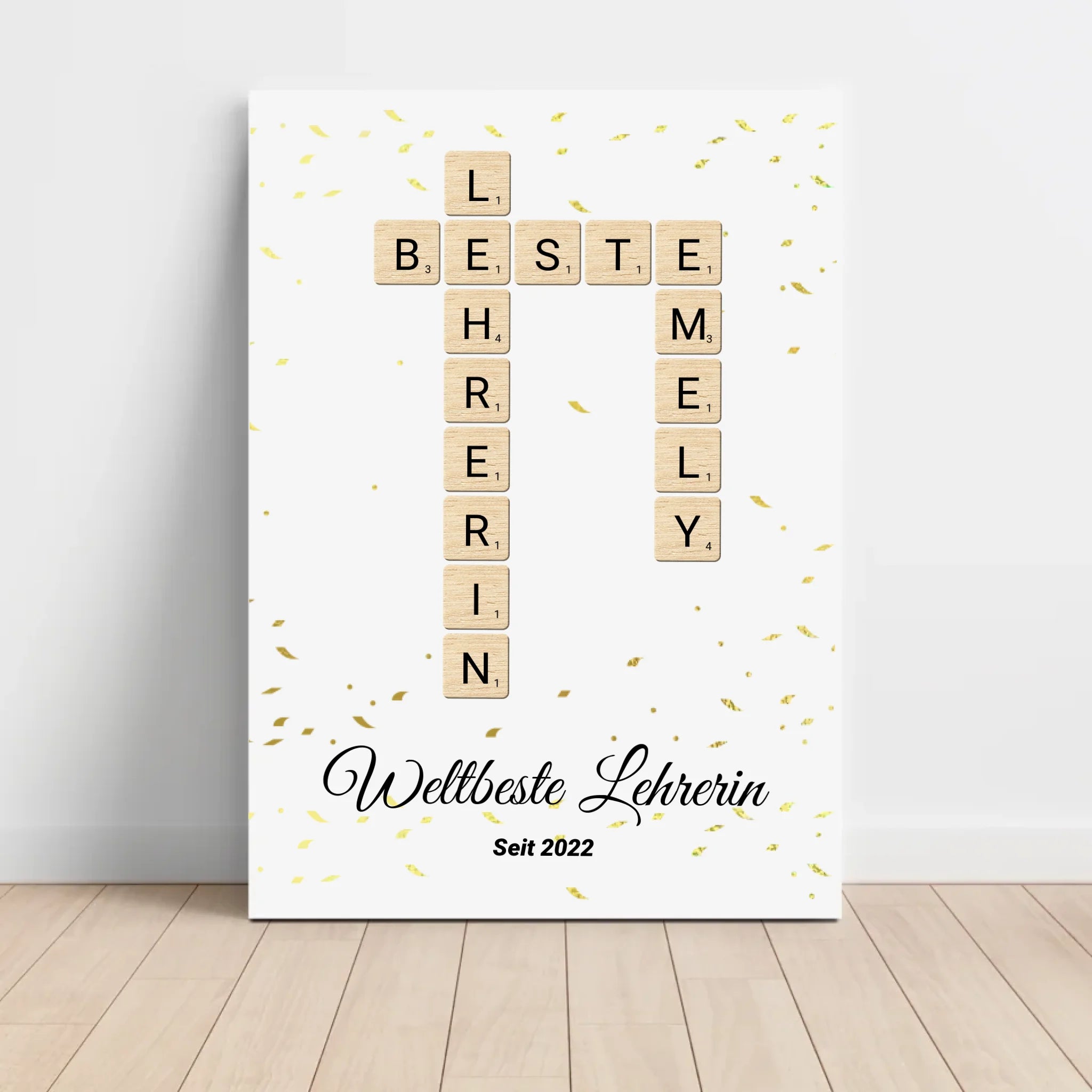 Lehrerin Weihnachtsgeschenk Scrabble Wort Poster personalisierbar - Cantty