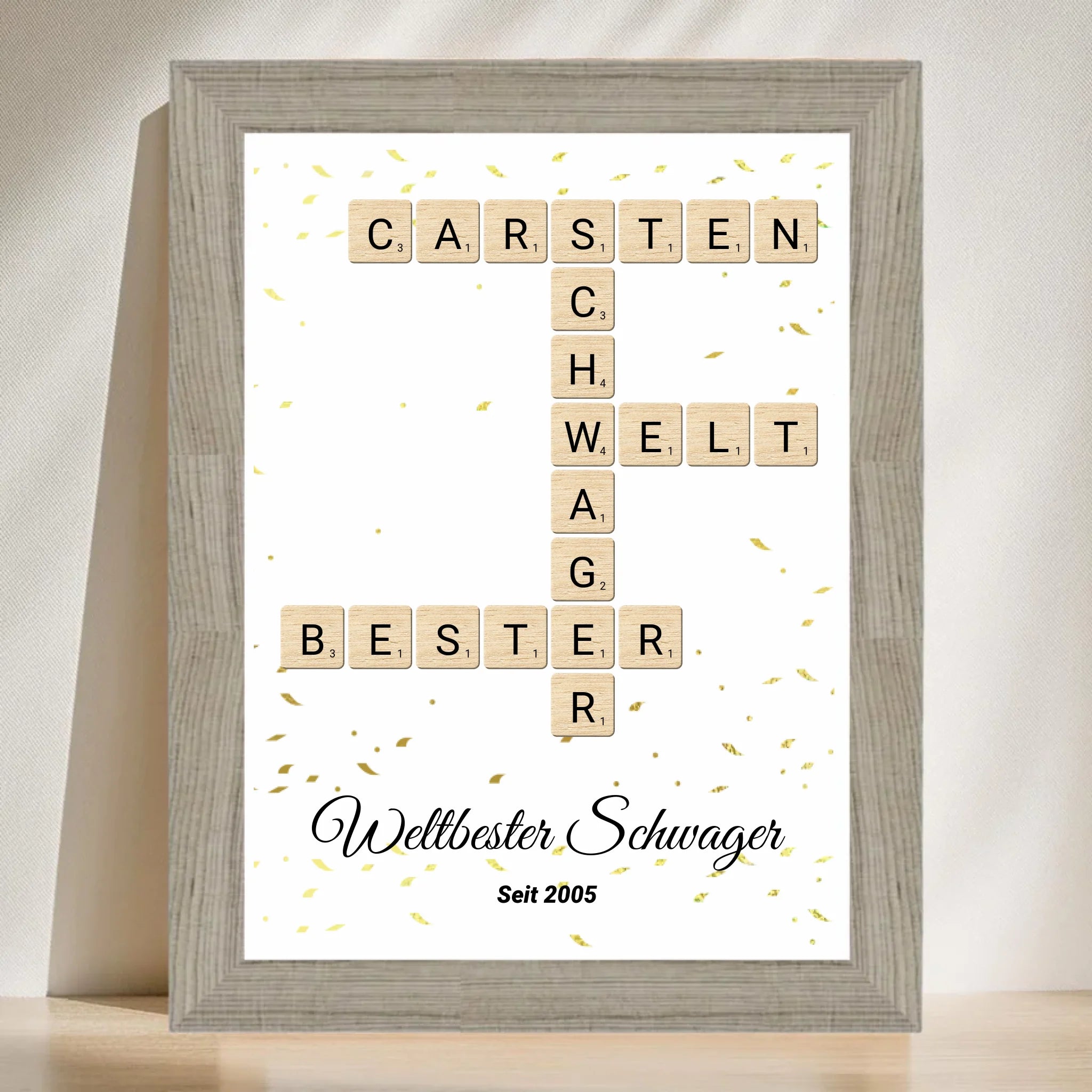 Weihnachtsgeschenk für Schwager Scrabble Wort Poster personalisierbar - Cantty