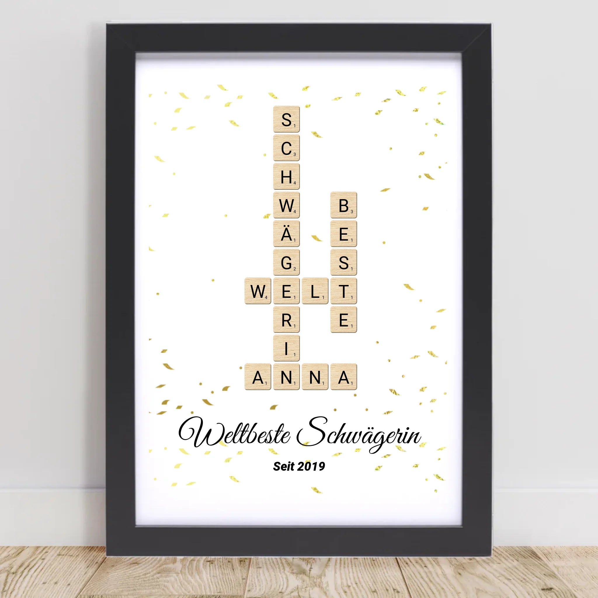 Schwägerin Weihnachtsgeschenk Scrabble Wort Poster personalisierbar - Cantty