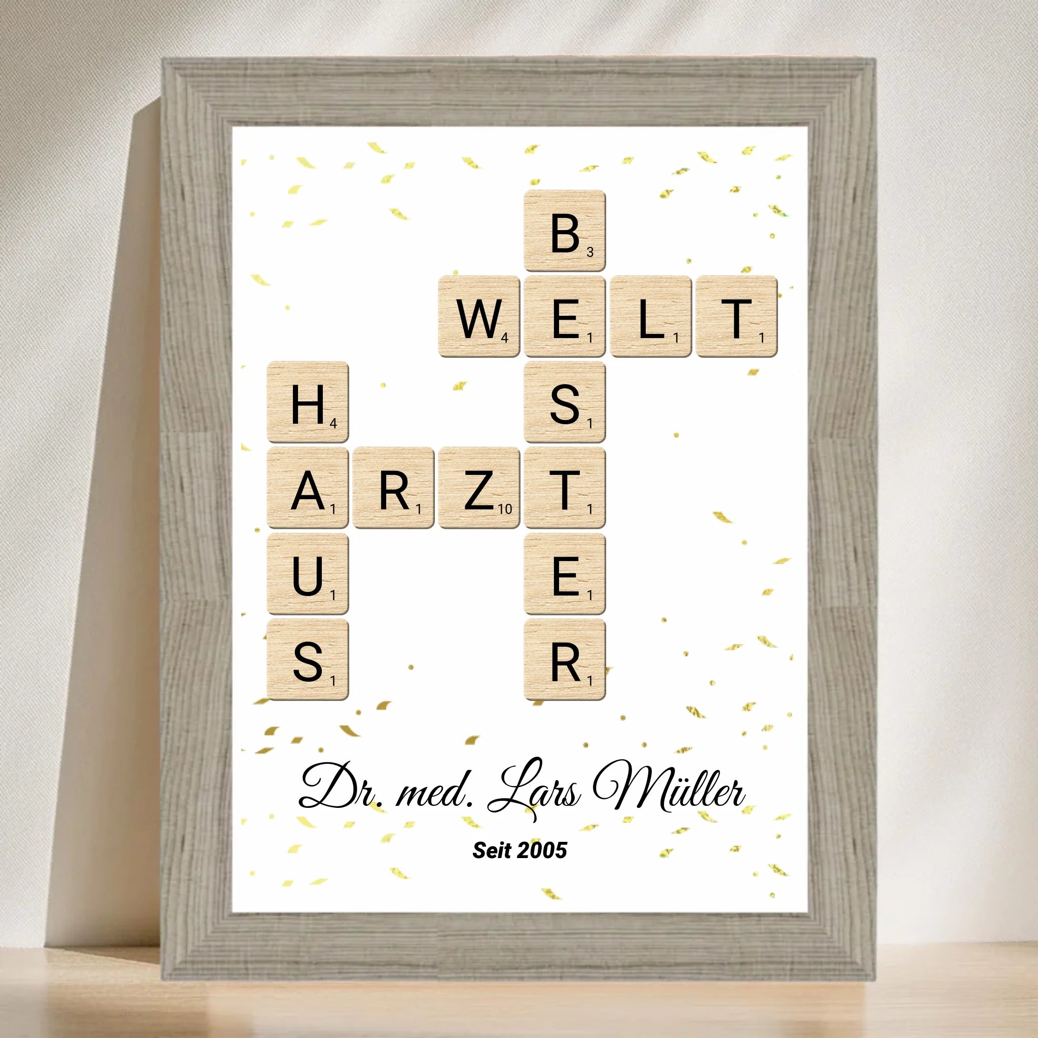 Weihnachtsgeschenk für Hausarzt Scrabble Wort Poster personalisierbar - Cantty
