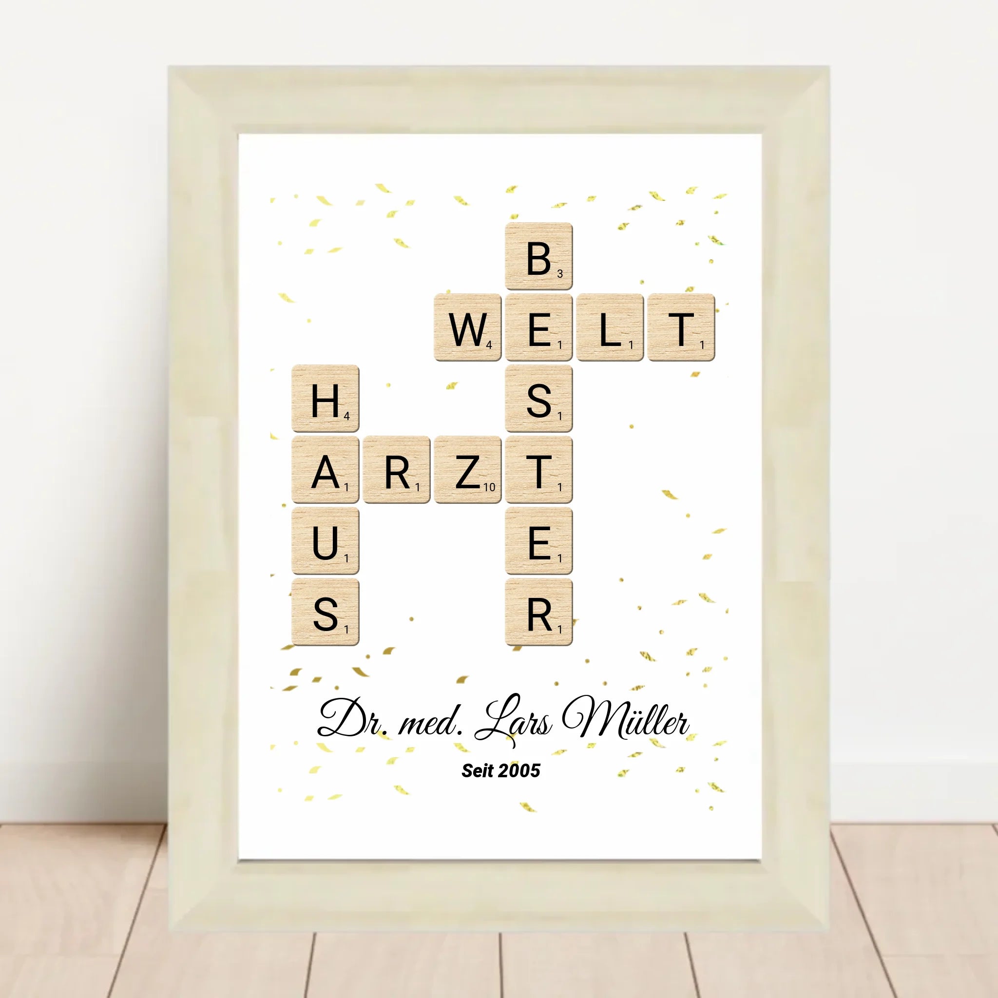 Weihnachtsgeschenk für Hausarzt Scrabble Wort Poster personalisierbar - Cantty
