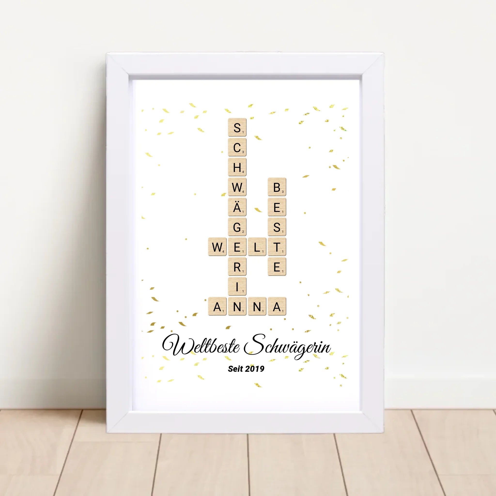 Schwägerin Weihnachtsgeschenk Scrabble Wort Poster personalisierbar - Cantty