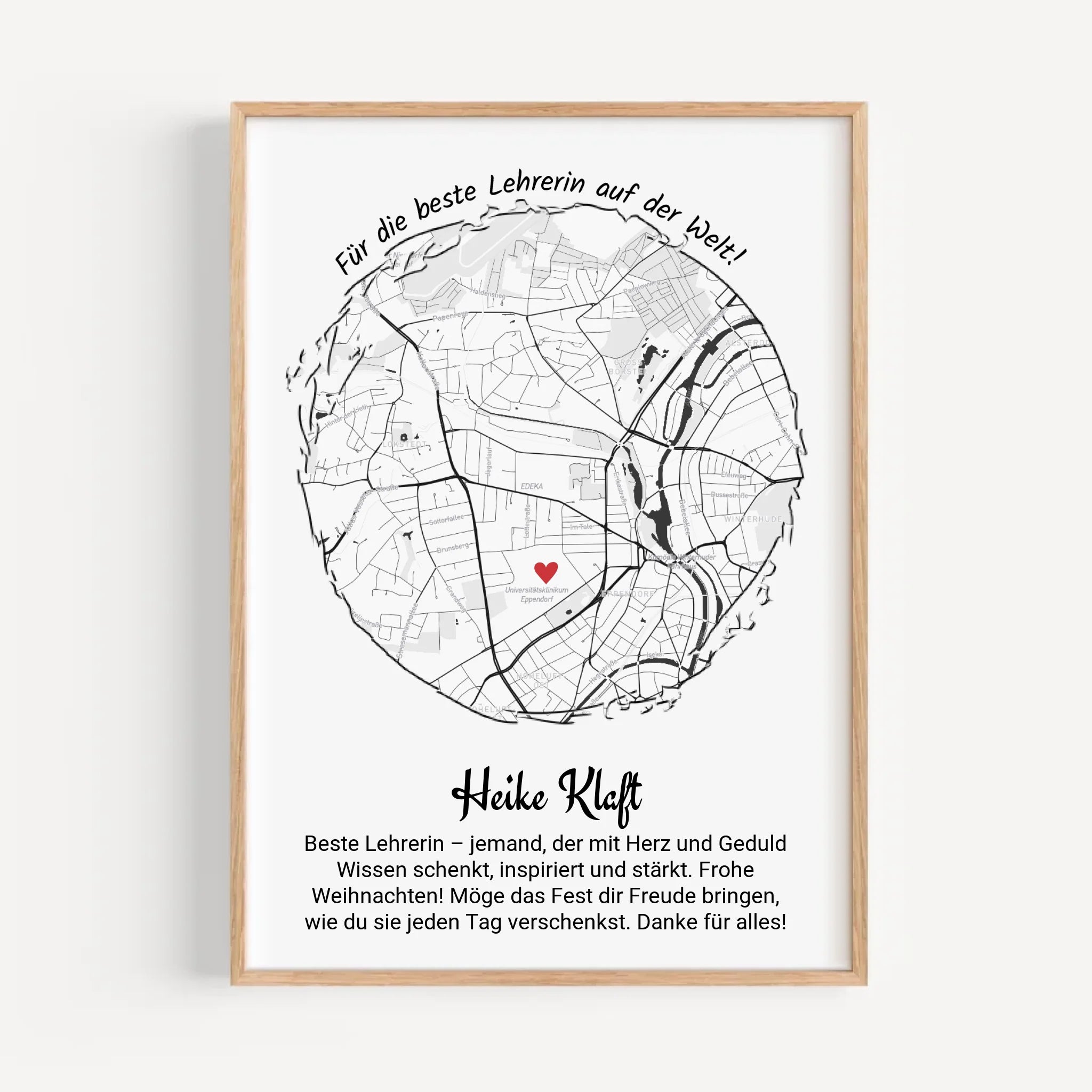 Weihnachtsgeschenk für Lehrerin Poster Stadtkarte personalisierbar - Cantty