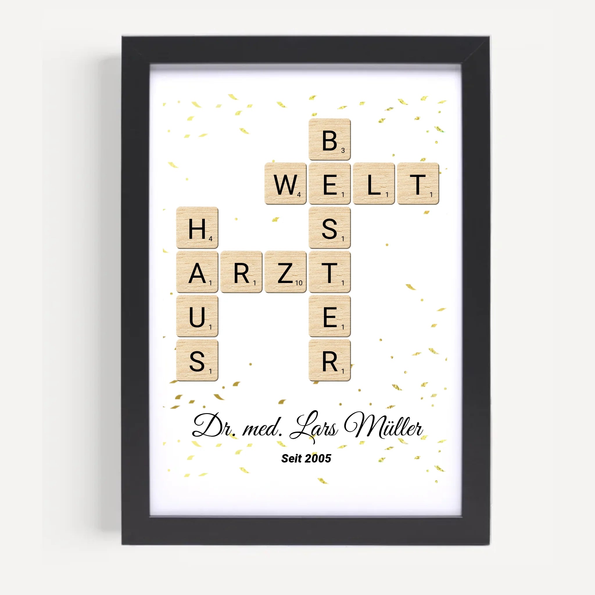 Weihnachtsgeschenk für Hausarzt Scrabble Wort Poster personalisierbar - Cantty