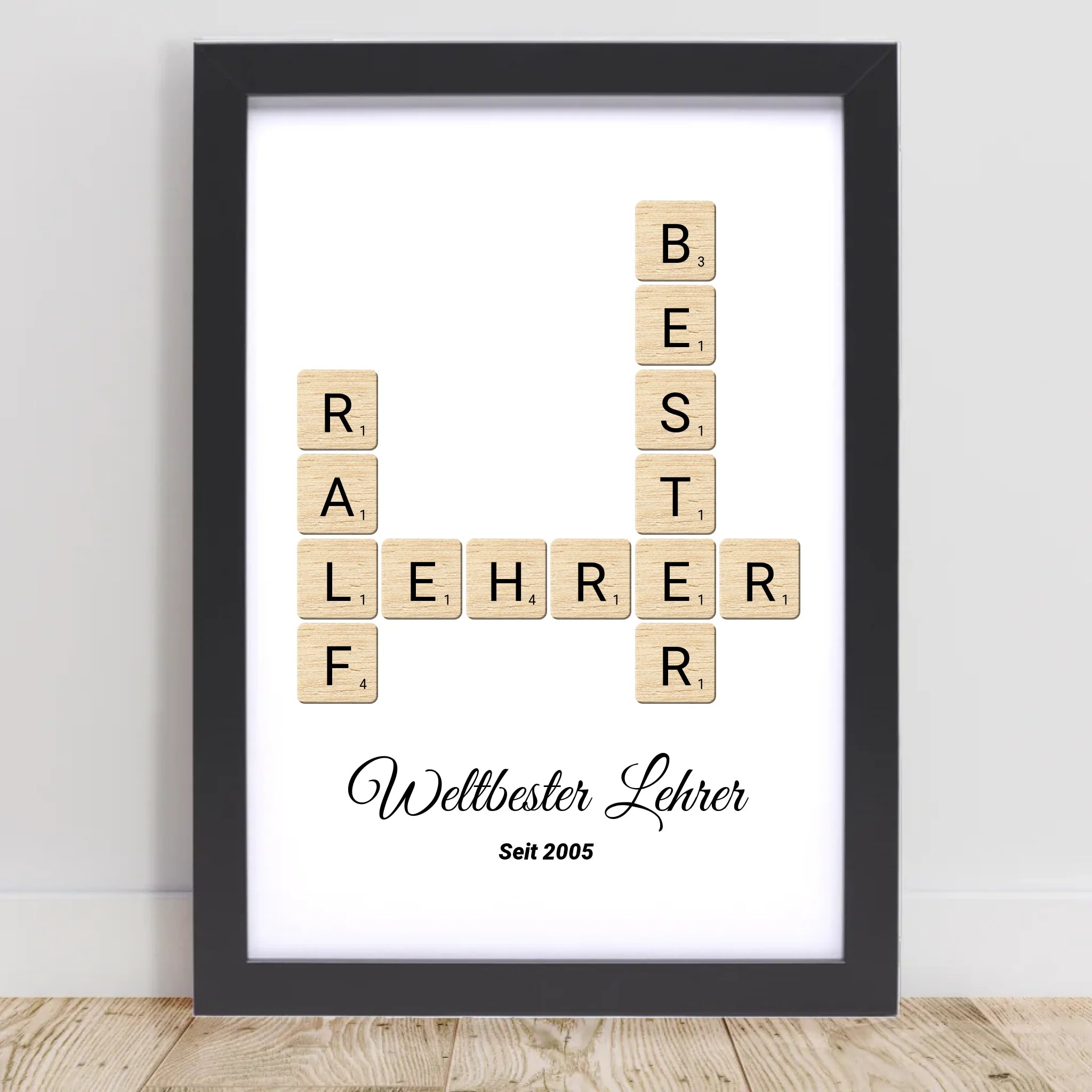 Weihnachtsgeschenk für Lehrer Scrabble Wort Poster personalisierbar - Cantty